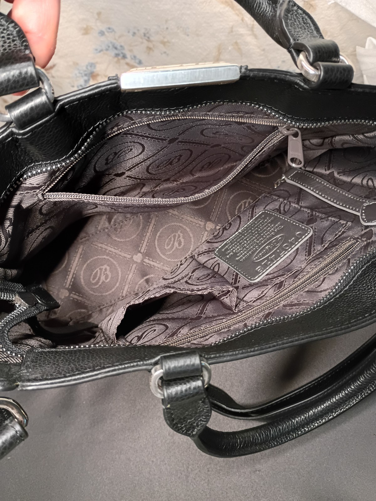 BRIGHTON Daniela Andalusia Collection Black Tote Bag removable strap