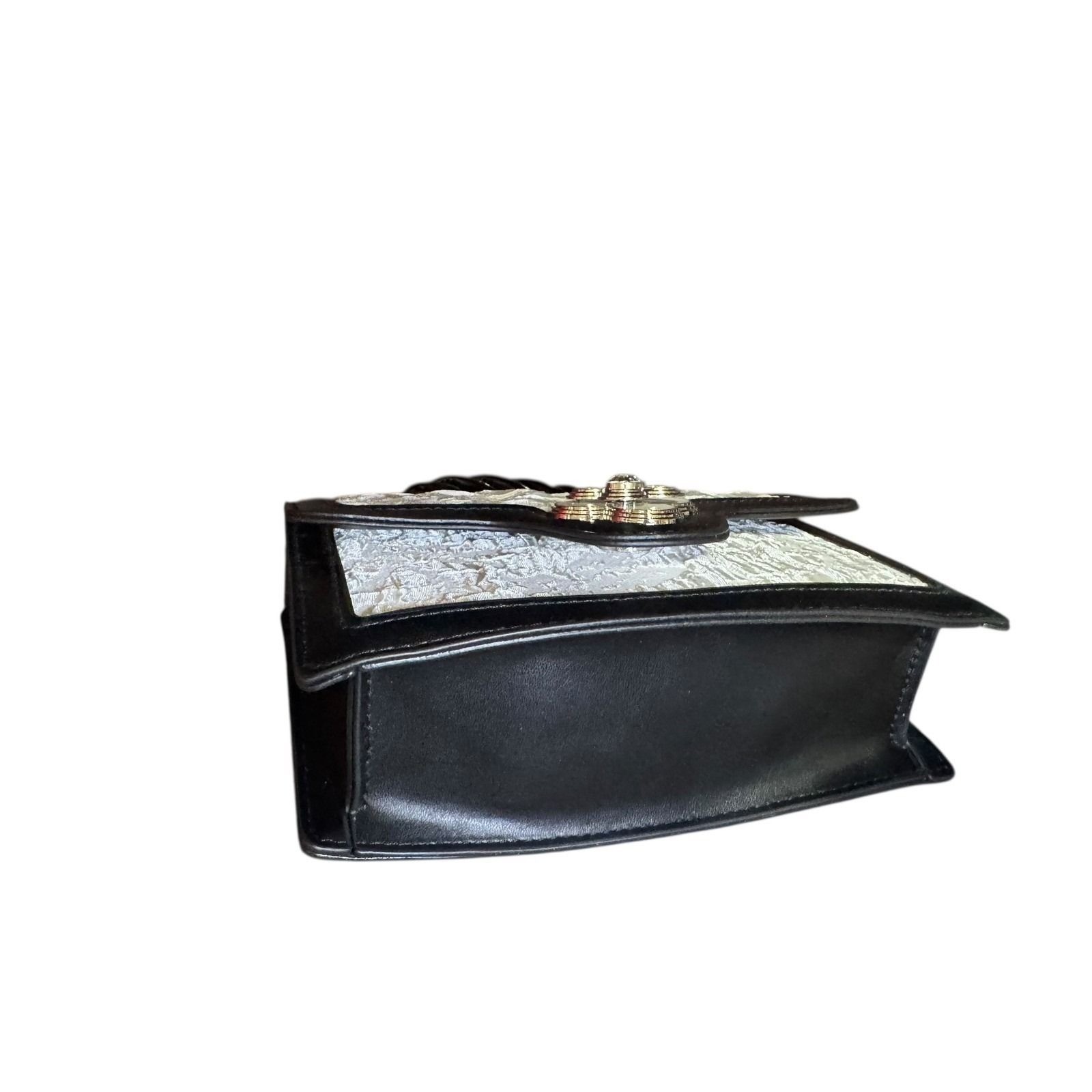 Chic Textured White Black Trim Top Handle Handbag