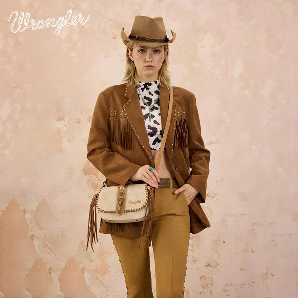 Wrangler Braided Tassel Saddle Crossbody Bag