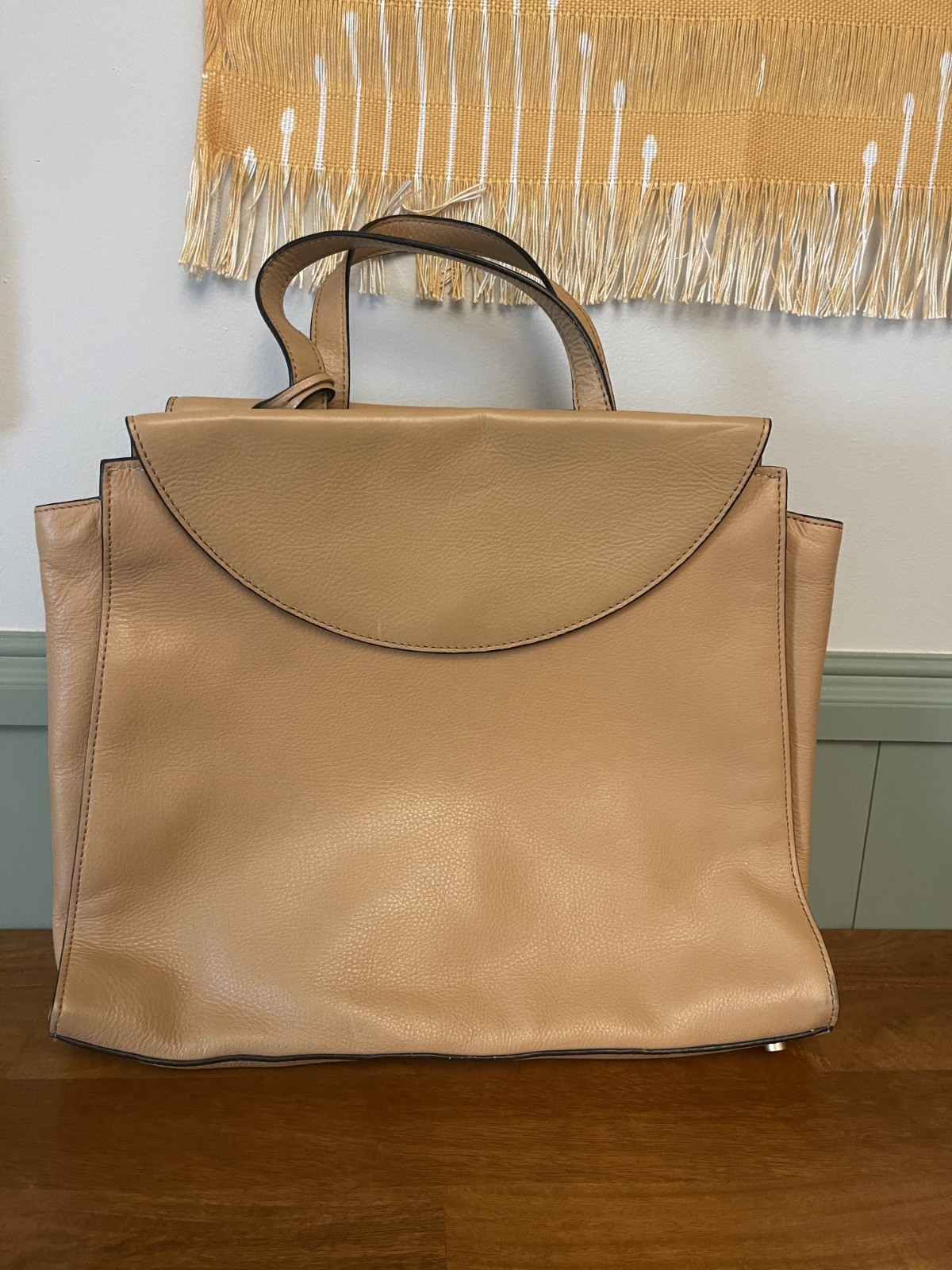 Kate Spade Saturday Tan Leather A Satchel Bag Top Handle with Hangtag