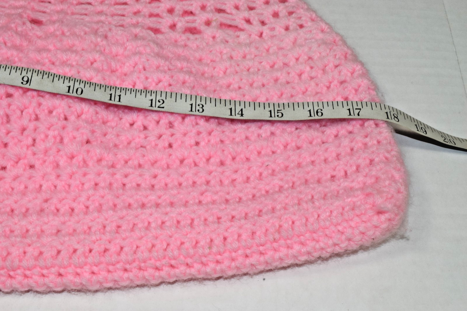 Pink Handmade Crochet Bag White Lace Lining Double Handle 10 X 18 Inches