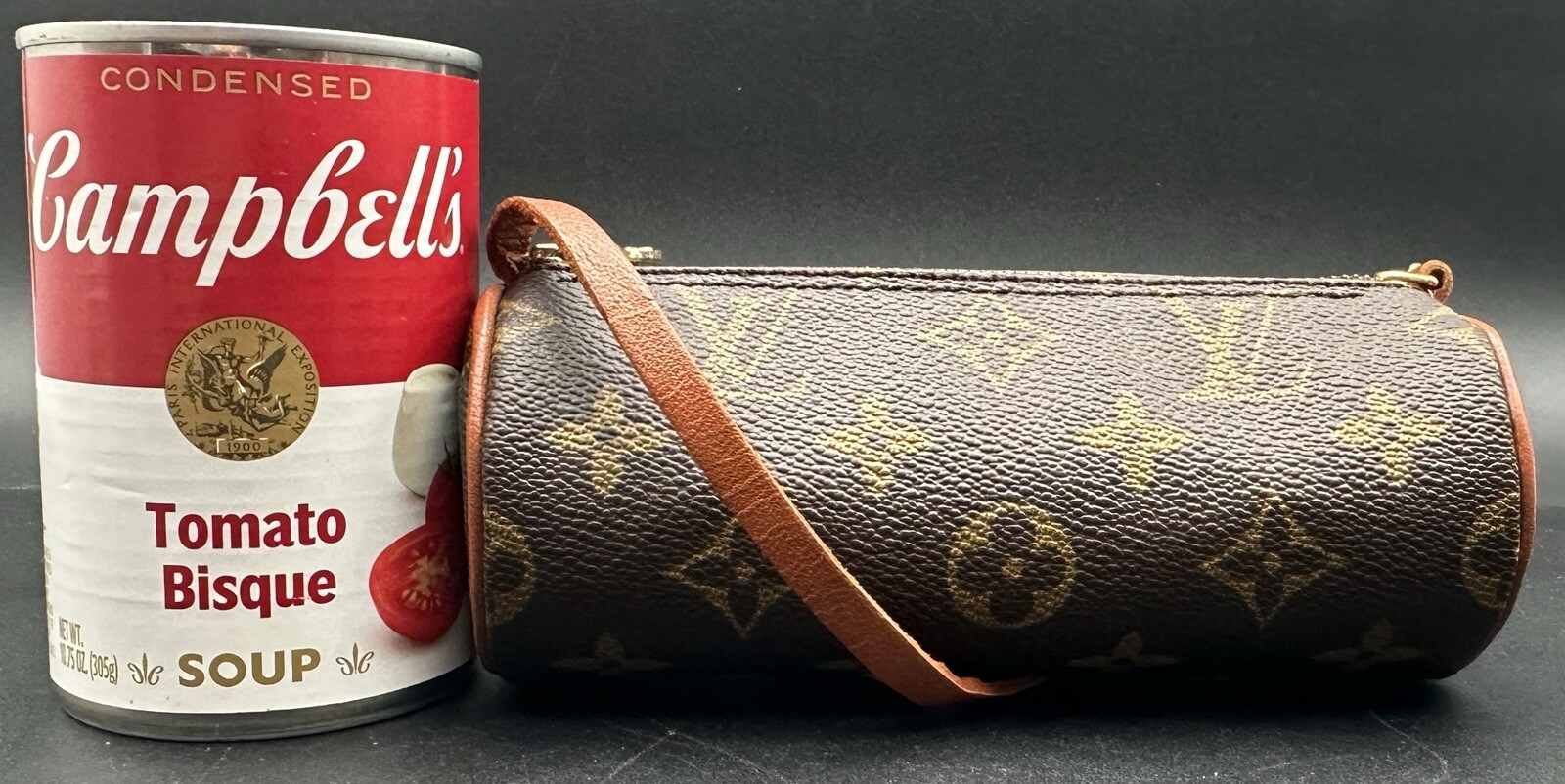 Louis Vuitton Monogram Brown Papillon Accessory Pochette Pouch Bag Cylinder 6.5”