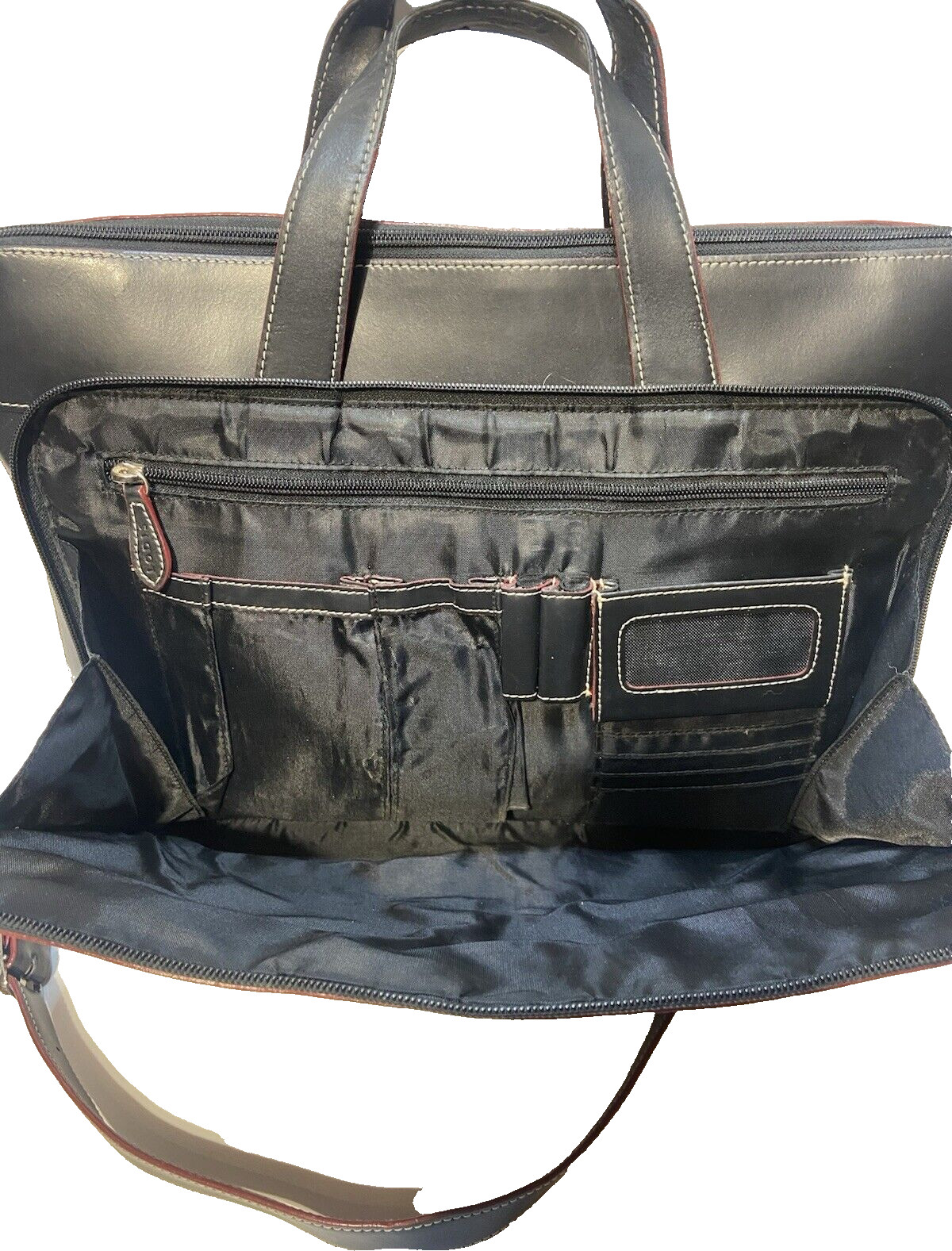 Lodis Leather Black Laptop Business Bag Organizational Pocket 13H X 14.5L X 4D