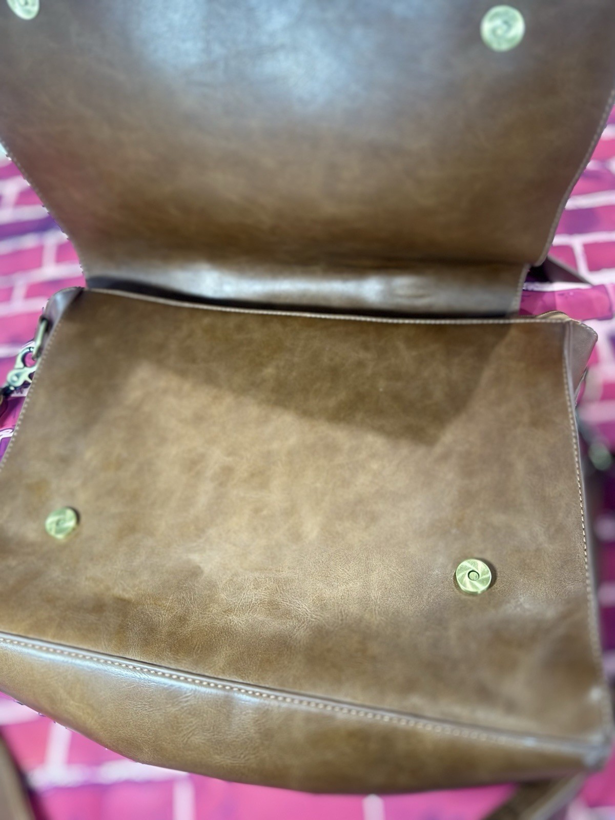 Women’s Briefcase Vegan Leather Laptop Bag for Work Shoulder 14.5 inch L-brown
