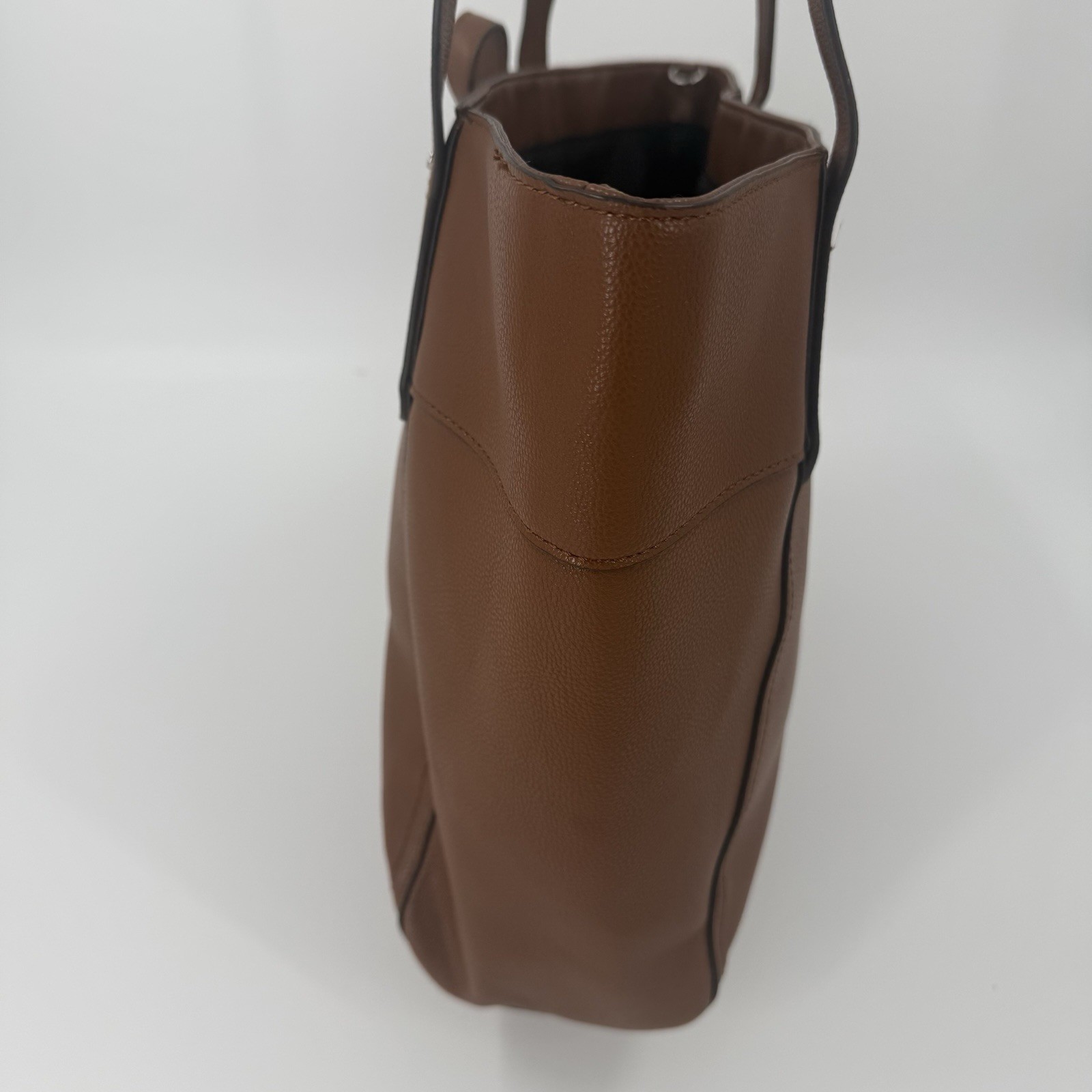 Chaps Brown Faux Leather Tote Bag Large Shopper Shoulder Purse