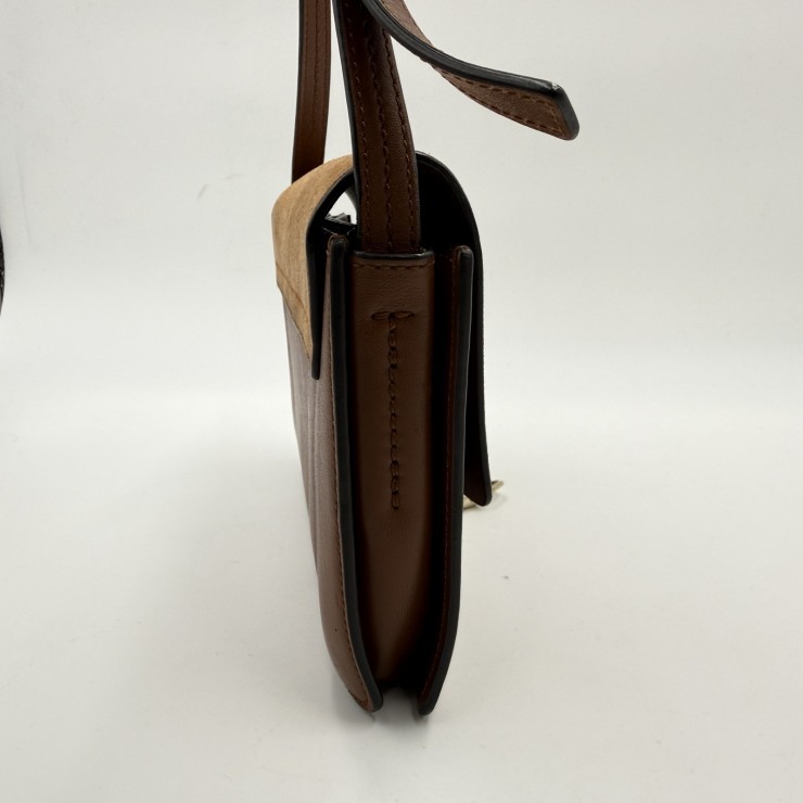 Chloe Faye Shoulder Bag in Brown Suede and Leather with Gold-Tone Hardware