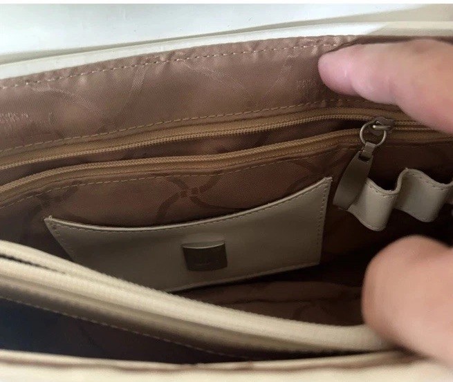 WOMEN’S IMPULSE off White LEATHER WEAVE WITH CALF HAIR BAG