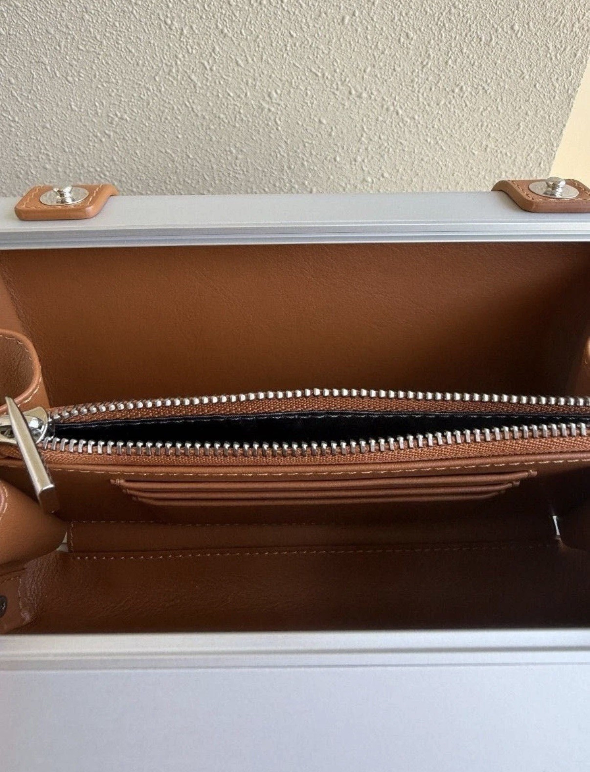 Rimowa Cross-Body Aluminum Shoulder Bag—Silver × Brown