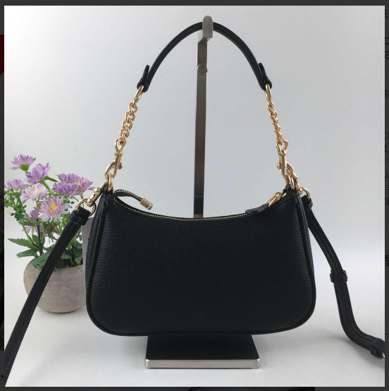 COACH CA209 TERI Shoulder Bag Hand Bag Black Refined Pebble Leather Outlet New