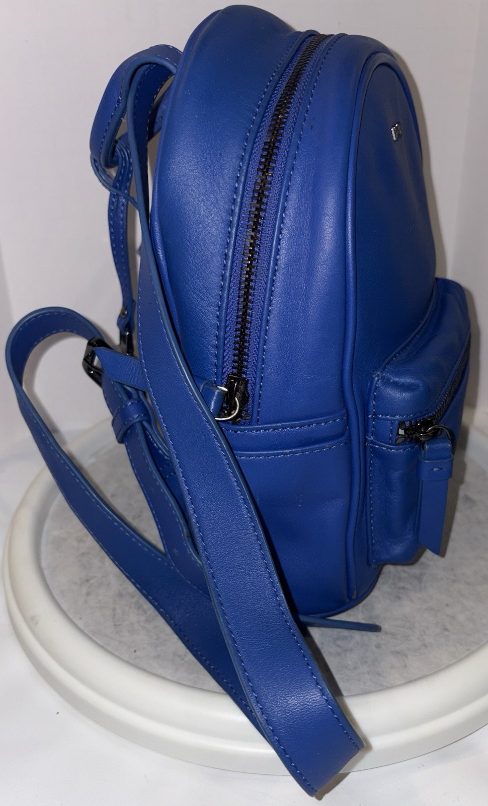 DKNY Donna Karan New York Maxine Mini Backpack Blue Nappa Cow Leather
