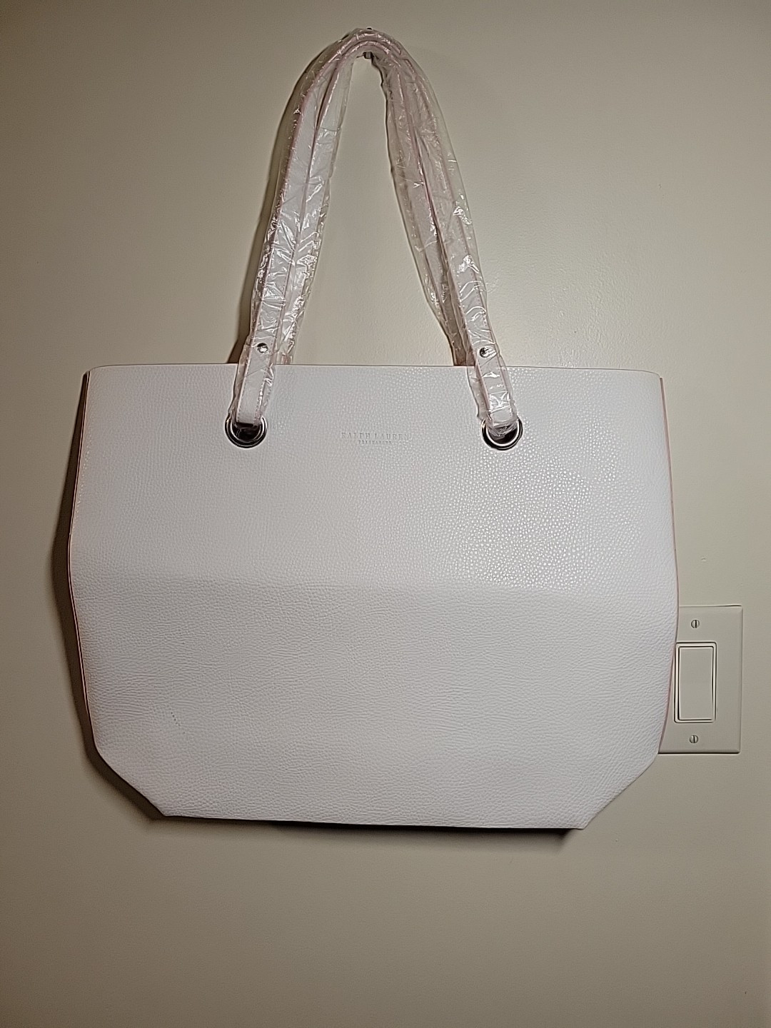 Ralph Lauren Womens Fragrance Tote Bag White & Pink 18×14 Inches Beach Vaca New
