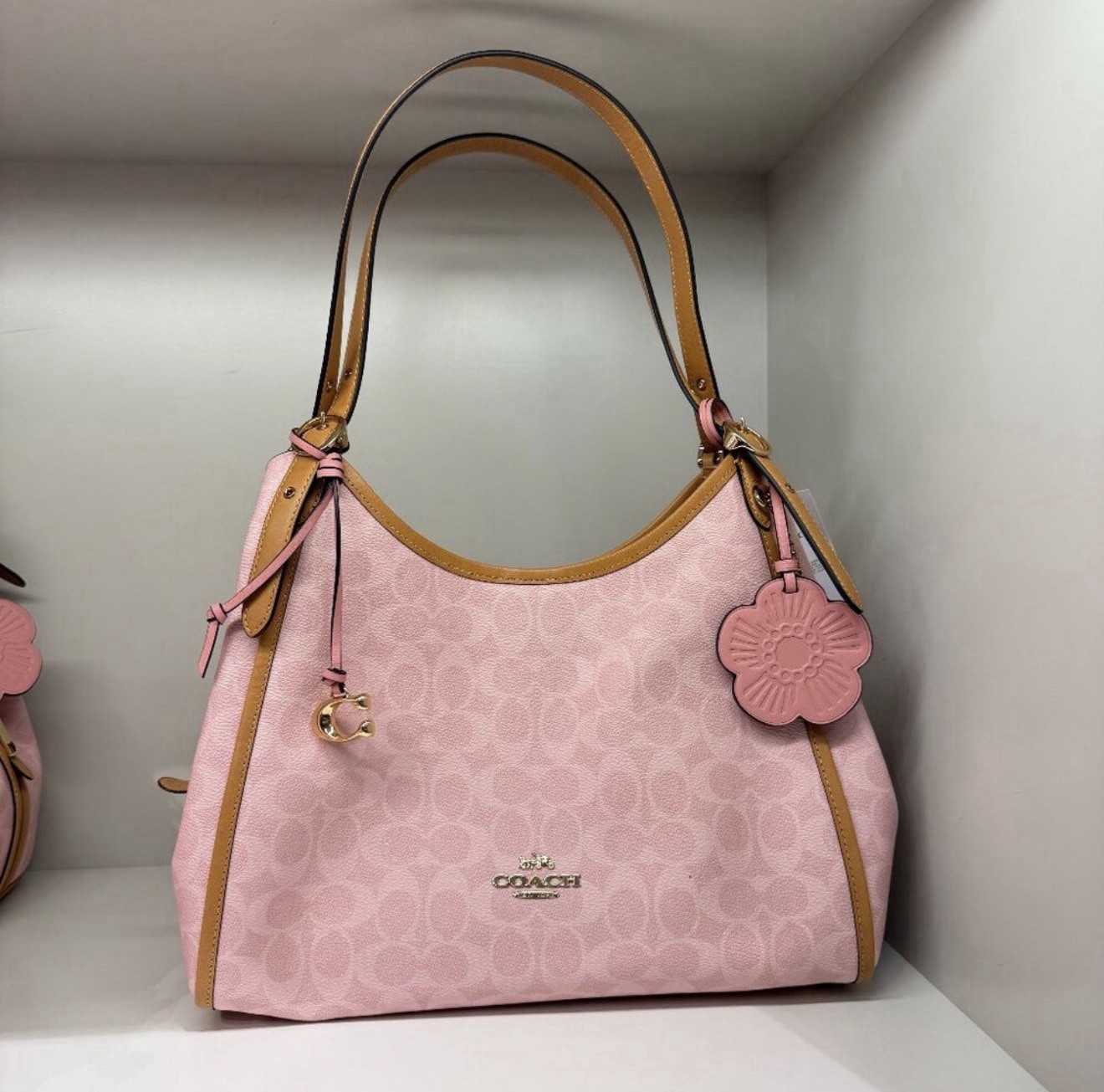 Coach CEL13 Erin Shoulder Bag In Signature Canvas With Charms Powder Pink NWT