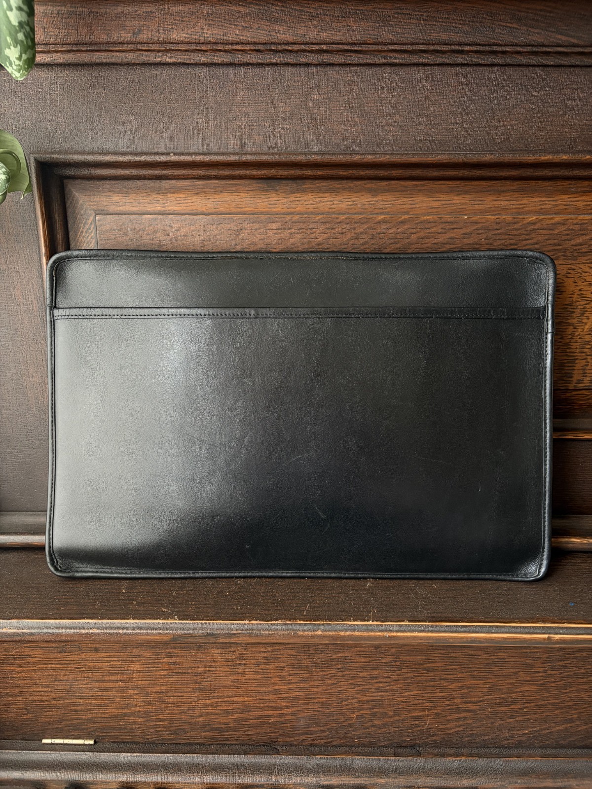 Vintage Coach Portfolio Case | Style 5225 | Black Leather with Brass Hardware