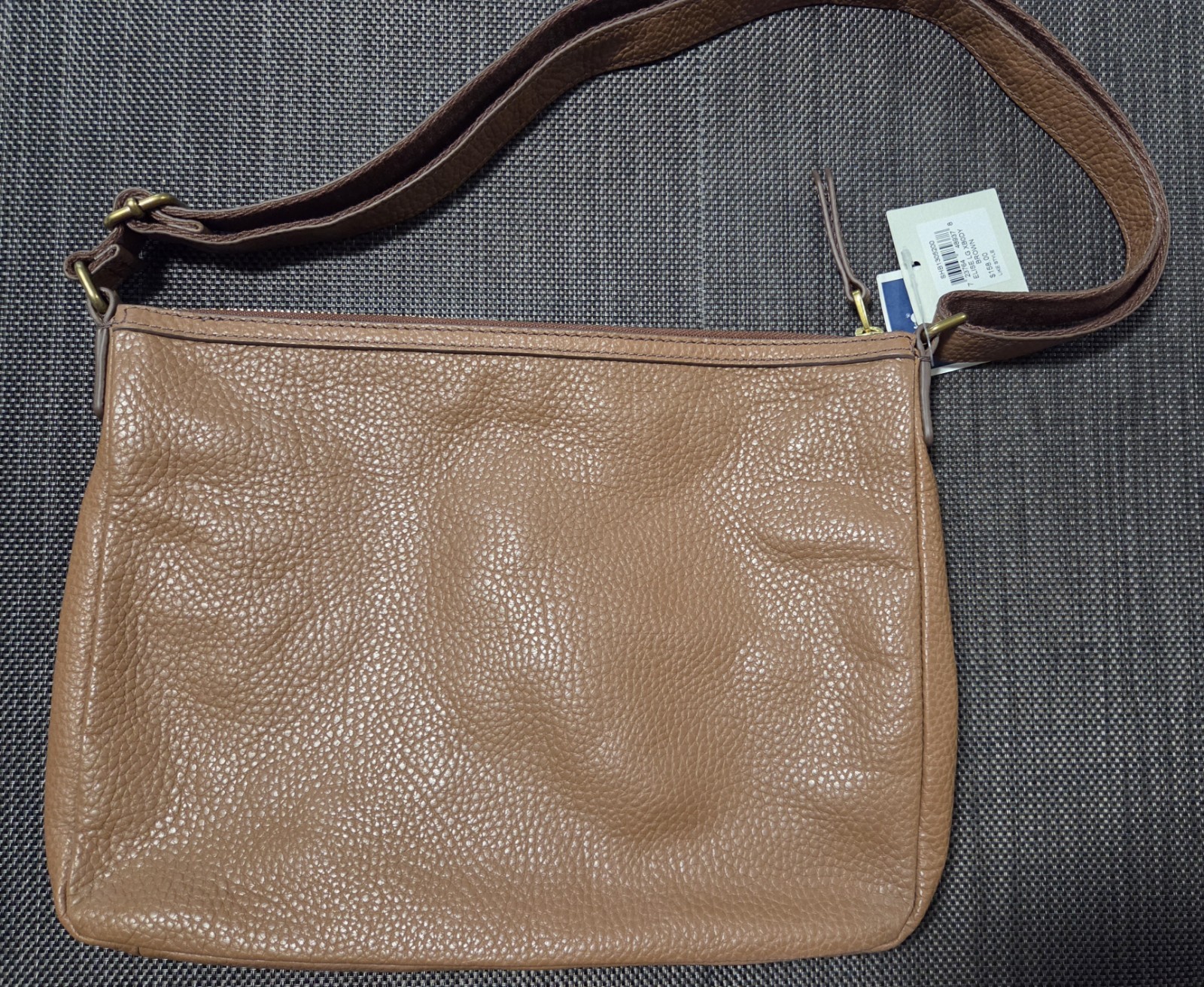FOSSIL CROSSBODY PURSE ~ SOFT PEBBLED LEATHER ~ BROWN ~ NEW w/ TAGS + FREE GIFT!