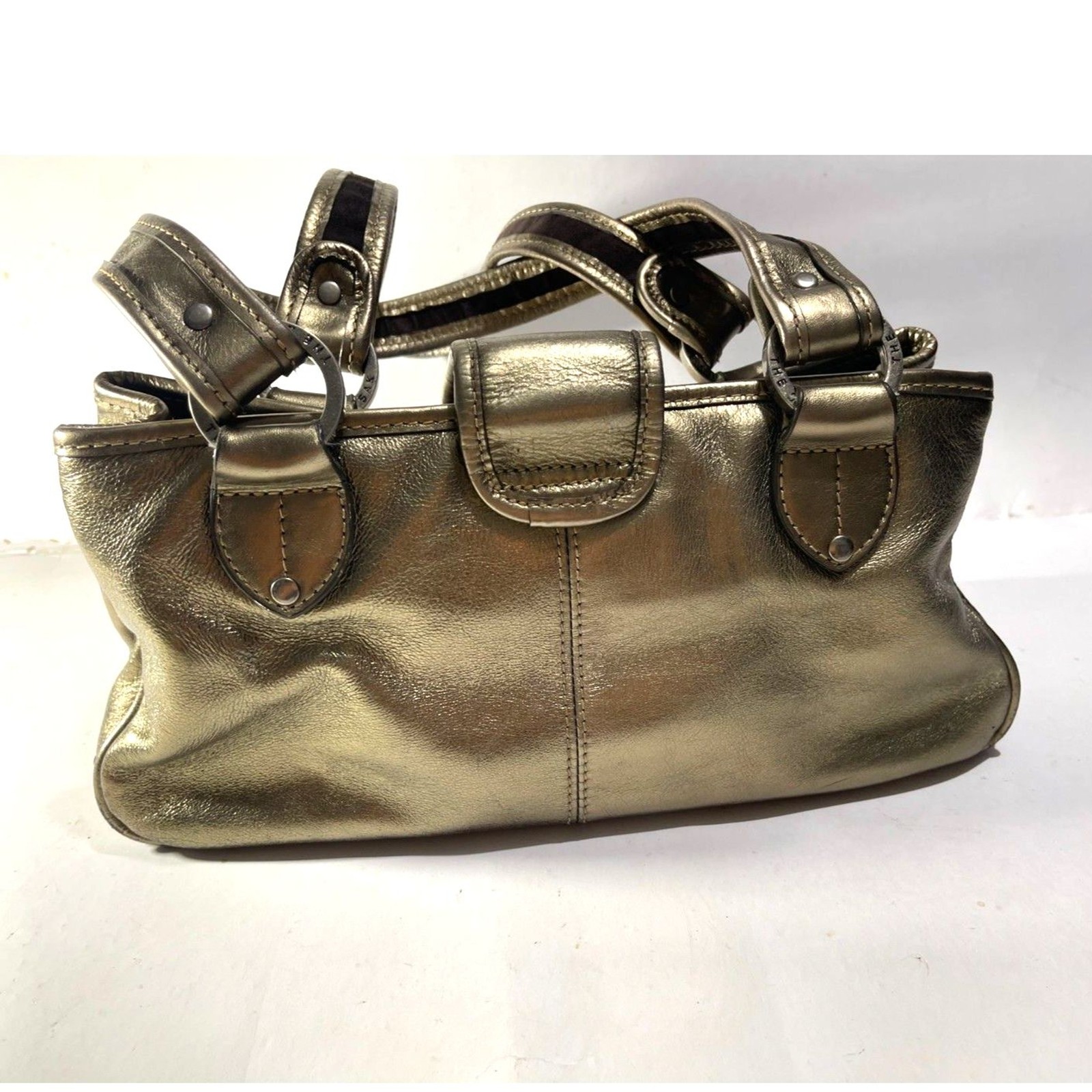 The sack original Y2K mini handbag metallic gold leather crop VTG casual women