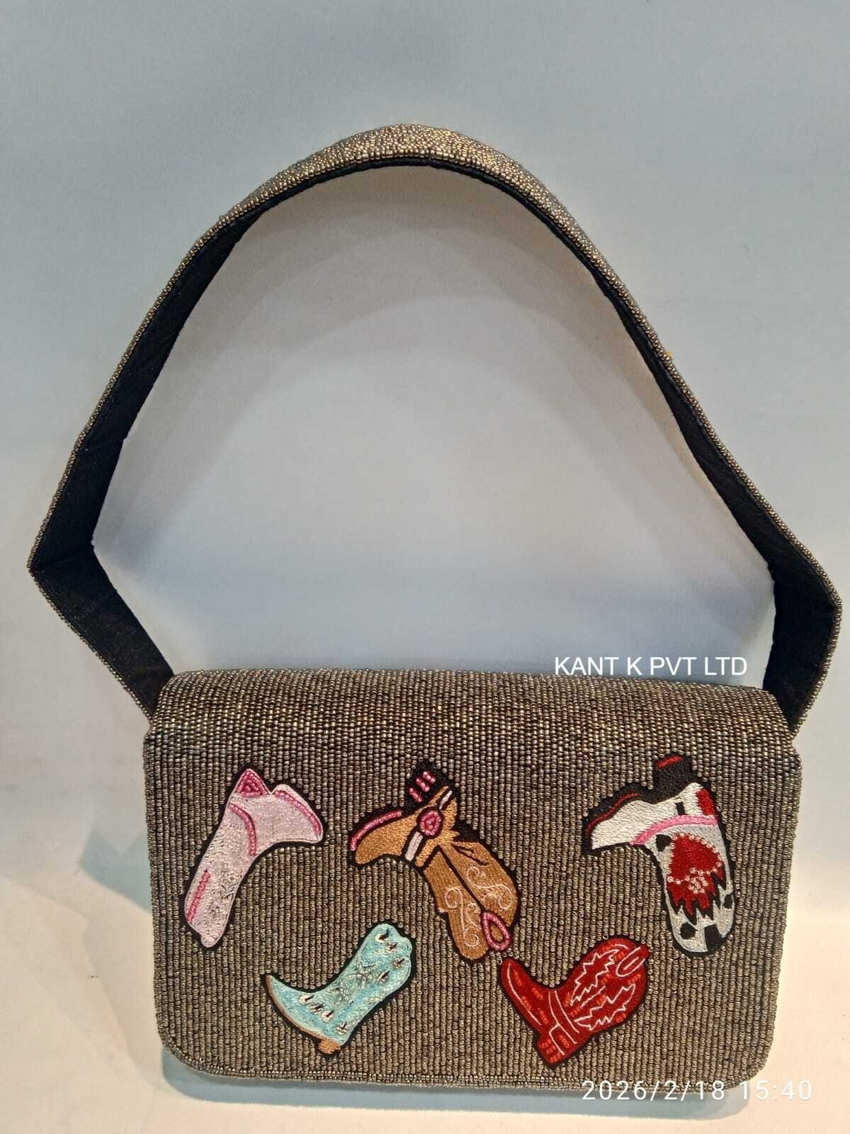 Cowgirl Beaded Boots Shoulder Bag Handcrafted Western Style Evening Bag