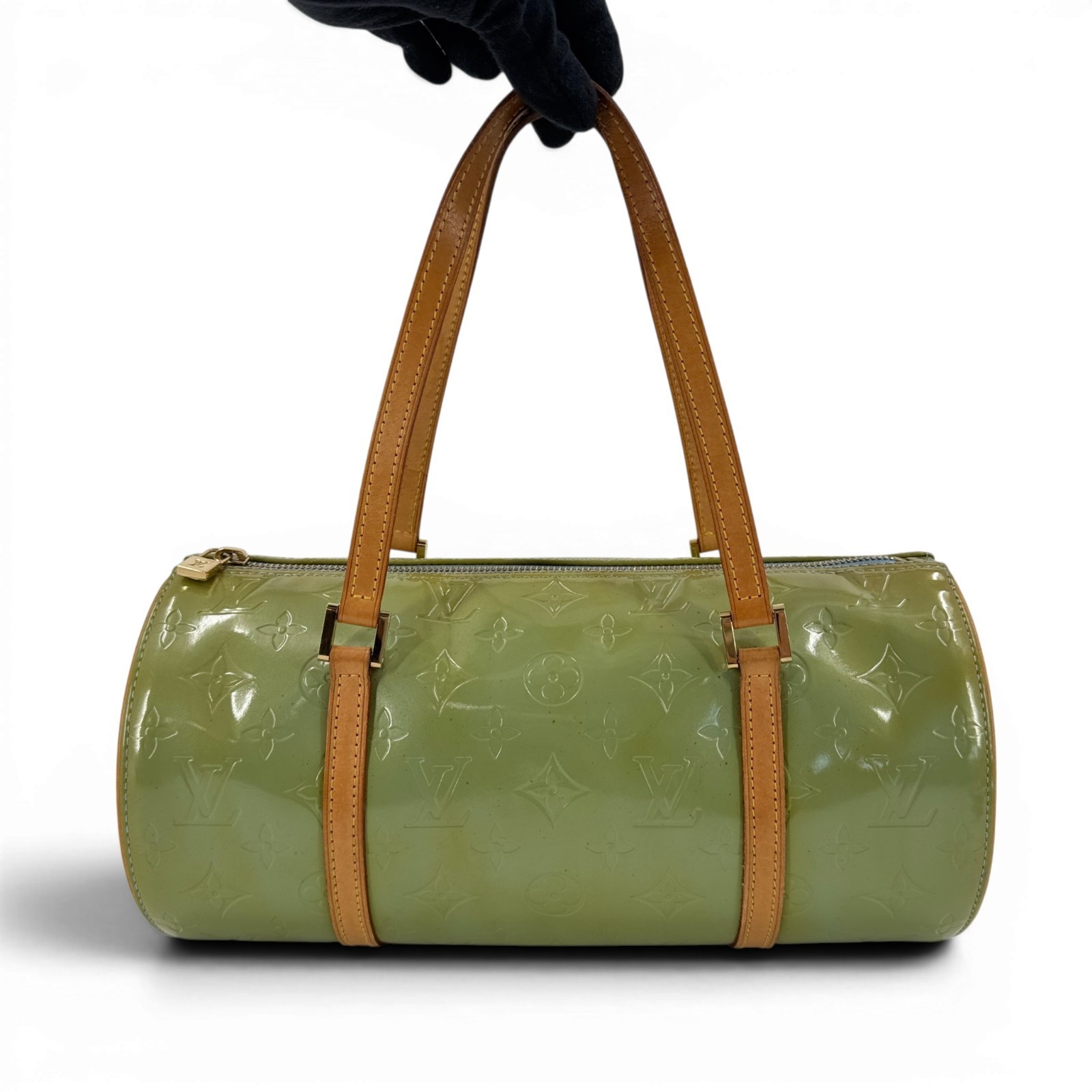 LOUIS VUITTON Bedford Monogram Vernis Leather Green Cylinder Handbag M91007