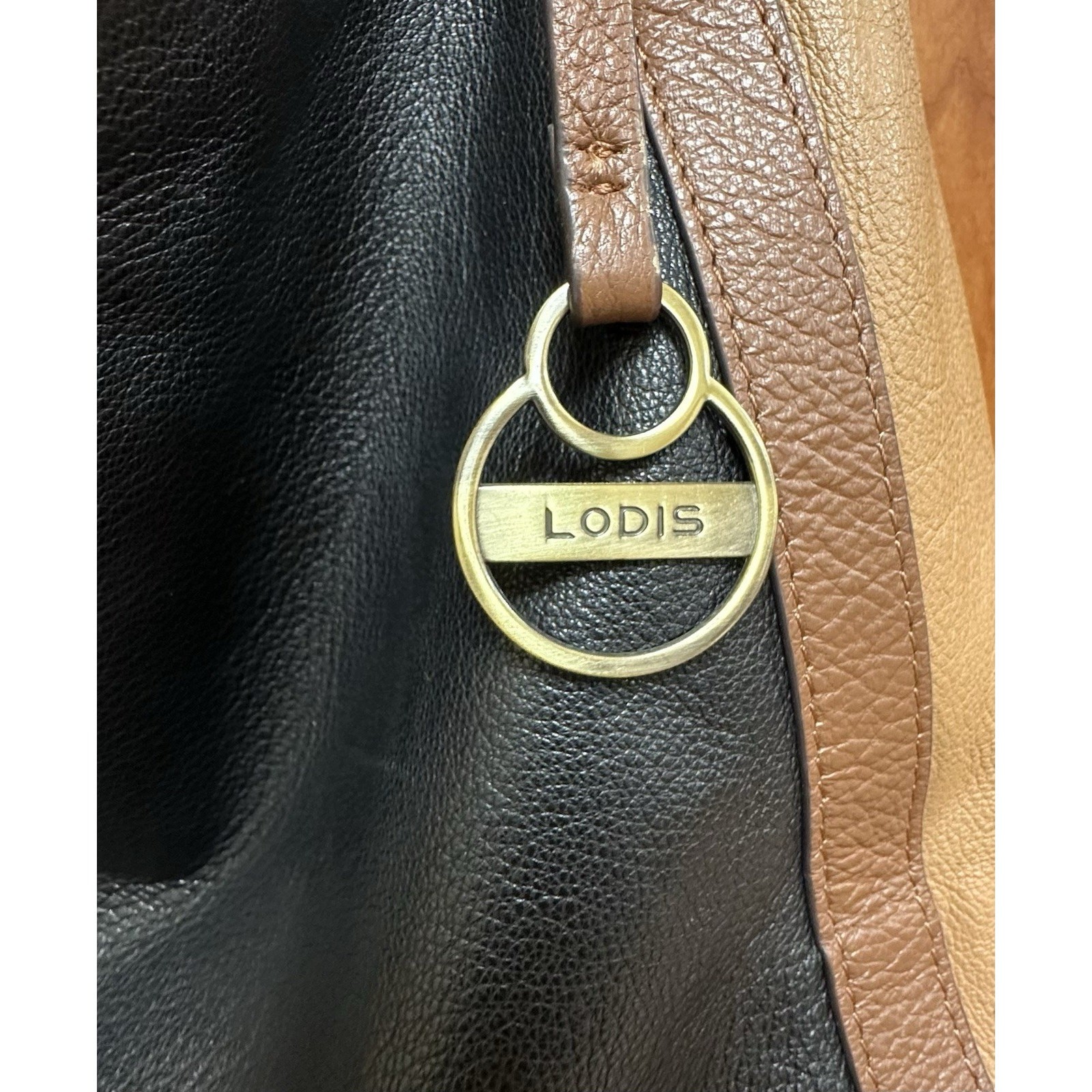 LODIS Texas Leather Erica Tote Purse Tri Color Detailed Boho Western 17×11 in