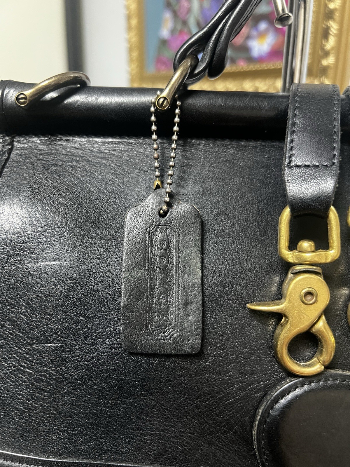 Coach Willis Black Leather Crossbody Satchel Bag Purse Vintage 9927