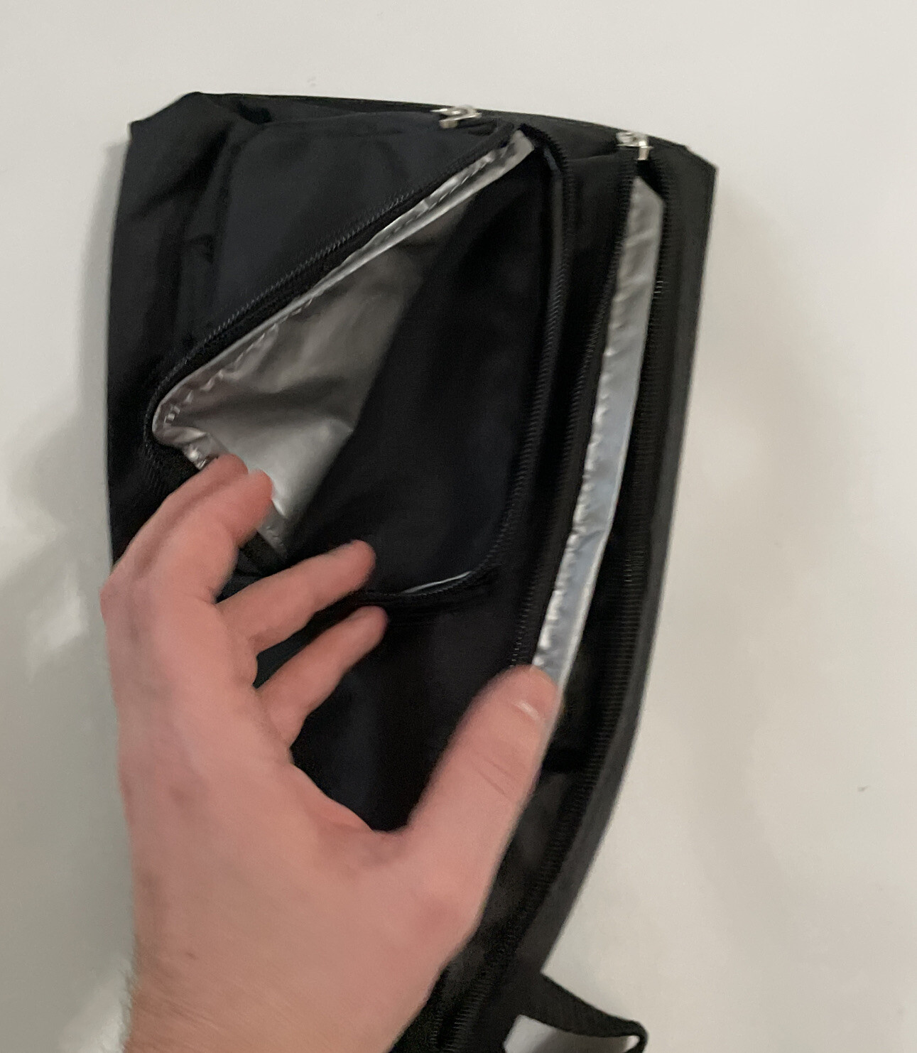 Cross Body Bag, Black, 3 Pockets, 14 Inches
