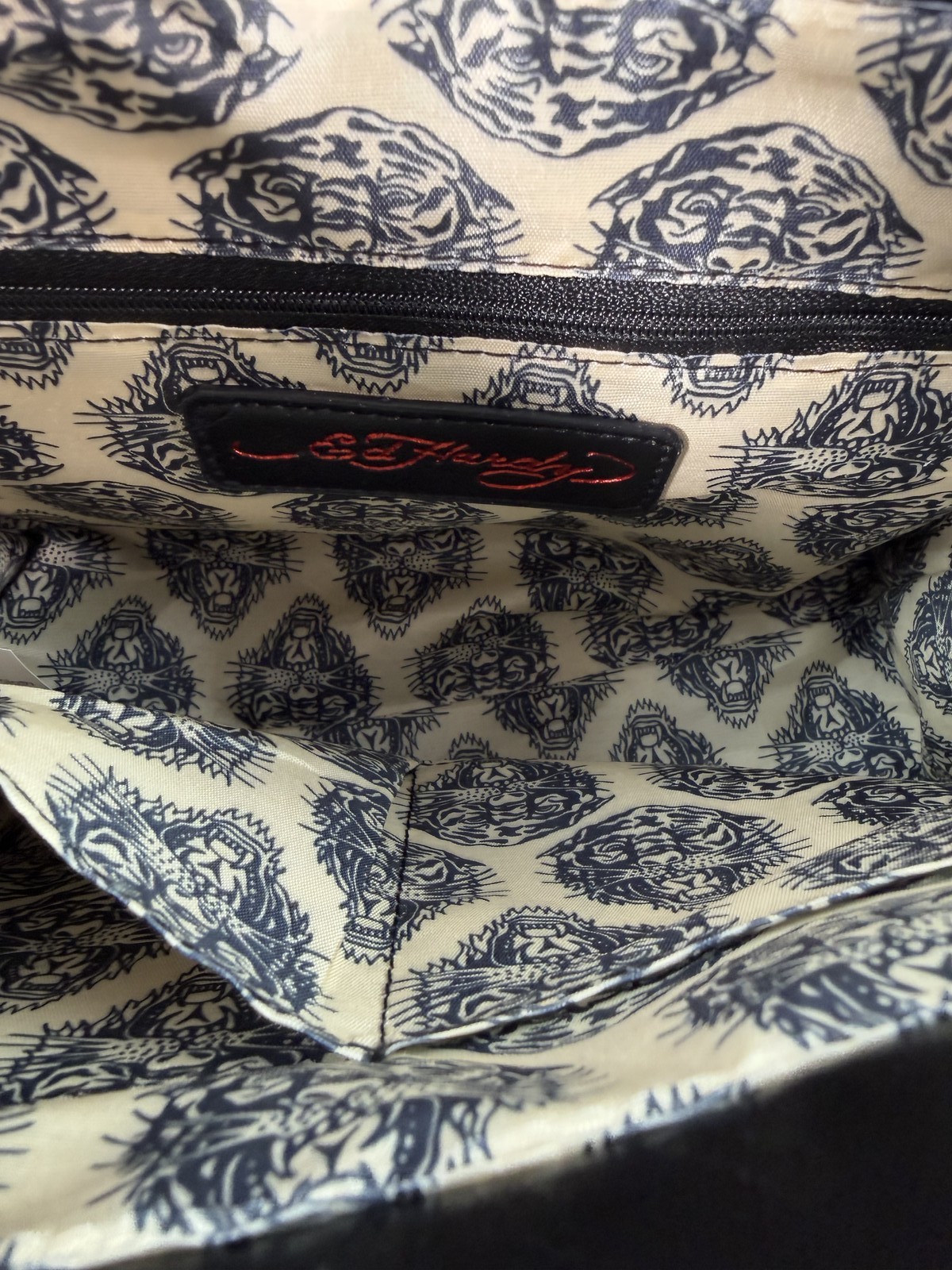 Ed Hardy crossbody bag denim blue tattoo print