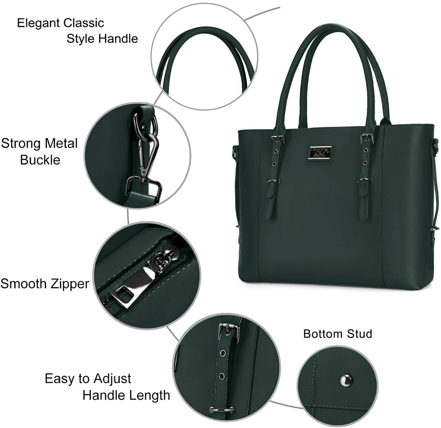 MOSISO PU Leather Laptop Tote Bag for Women 13 13.3 15 16 inch Messenger Handbag