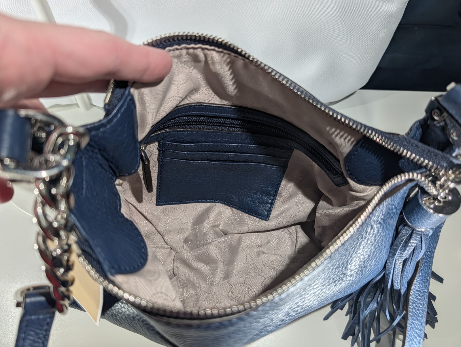 NEW Michael Kors Weston Leather Small Messenger Crossbody Navy