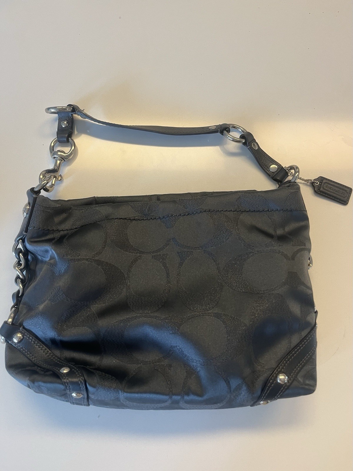 Coach Carly Hobo Black Signature Canvas and Leather shoulder bag