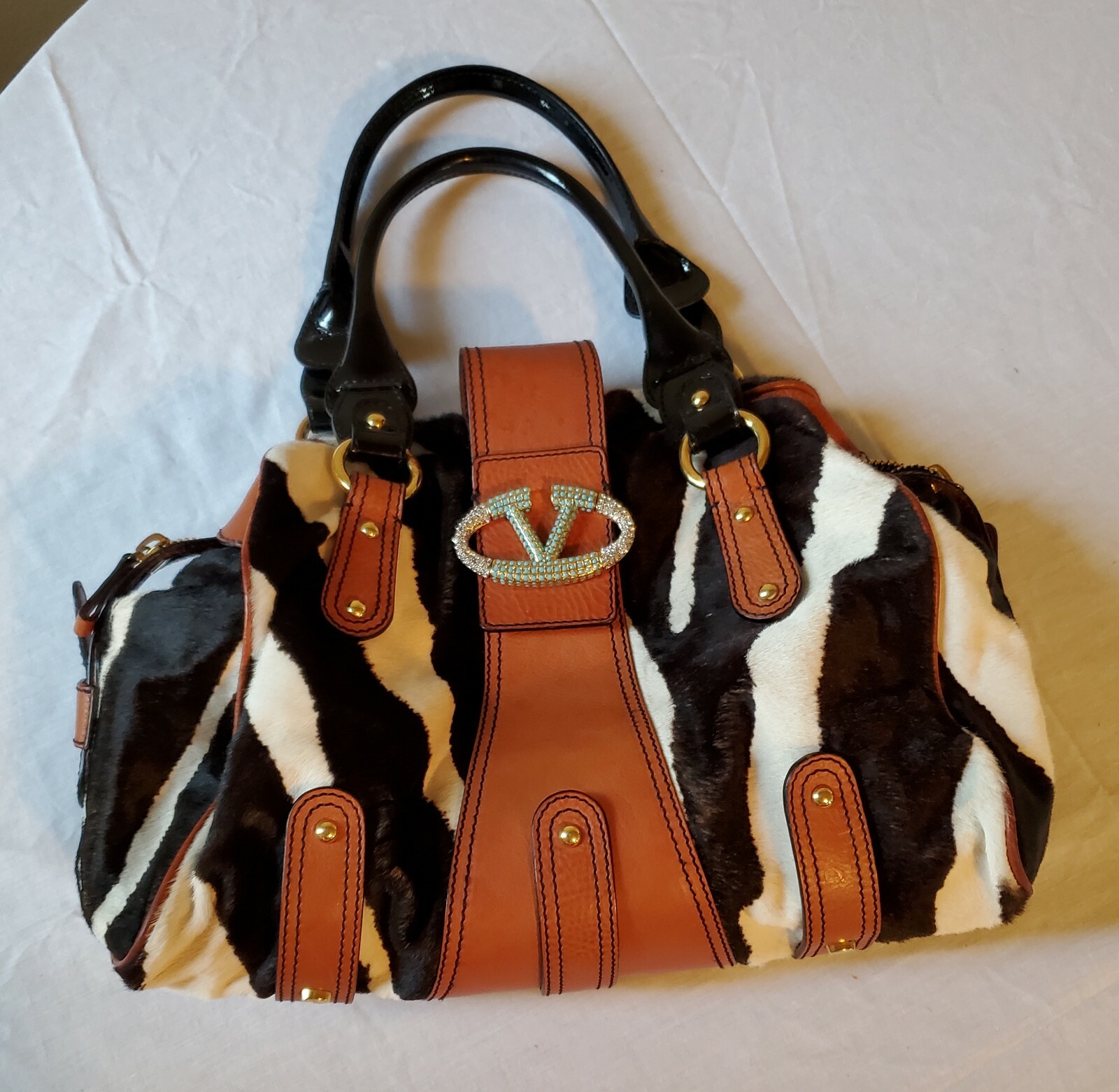 Valentino Leather Zebra Calf Hair Limited Edition handbag purse