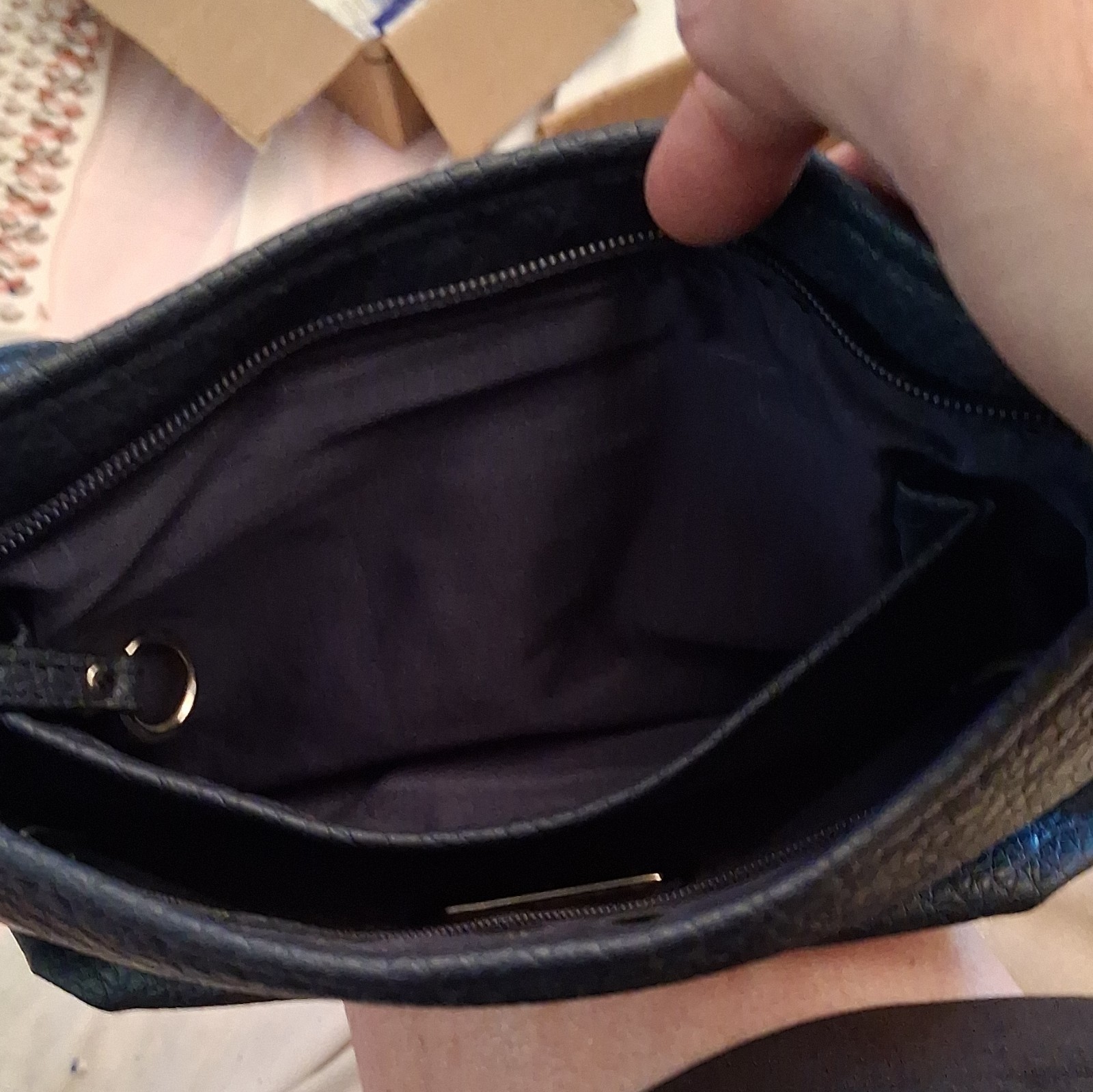 Rosetti Black Crossbody Bag Zip Top Adjustable Strap Front Zip Pocket