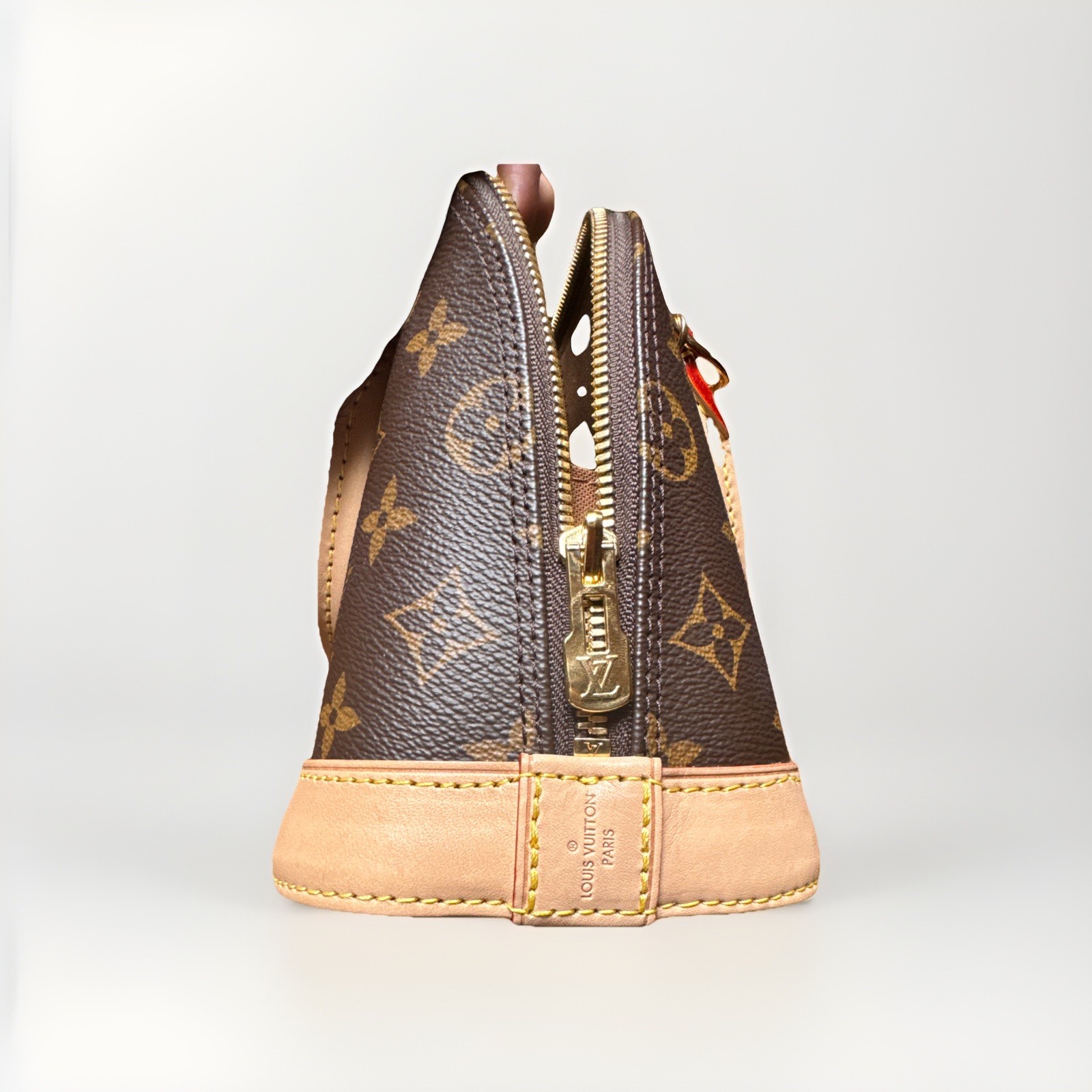 Louis Vuitton Alma BB Monogram Small Top Handle Zip Bag Brown/Beige Lock&Key