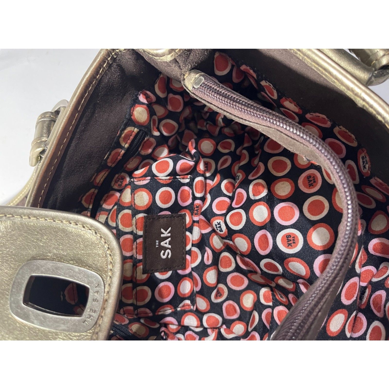The sack original Y2K mini handbag metallic gold leather crop VTG casual women
