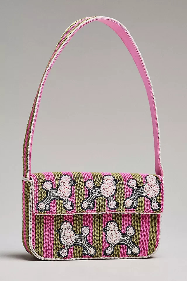 Anthropologie Fiona: Animal Edition POODLE Beaded Bag NWT sold out dog lover NEW