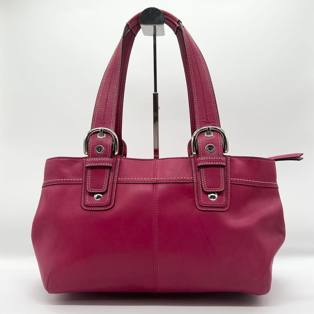 Coach Soho Tote Bag Pleated Leather Pink