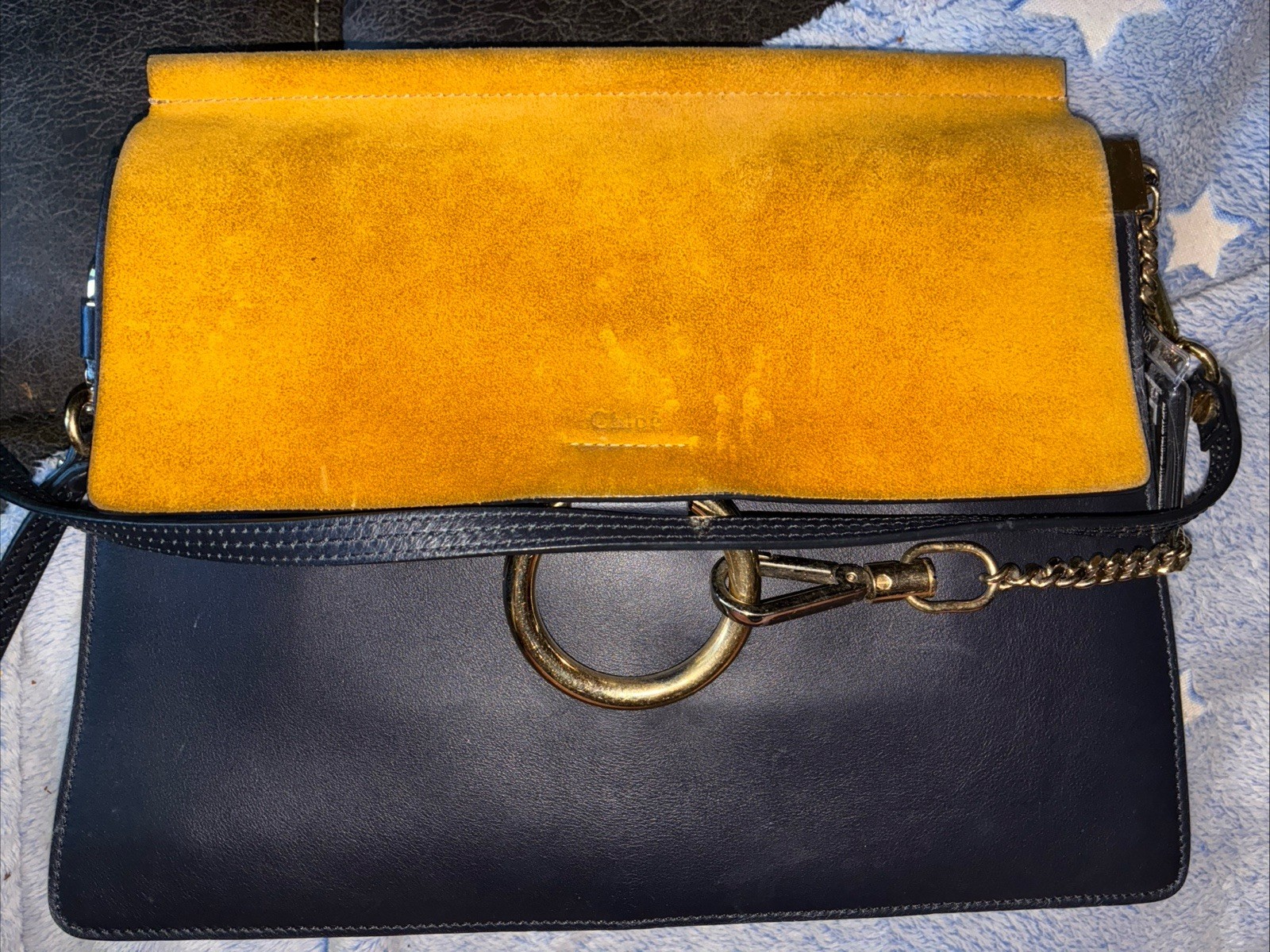 Chloe Faye Black Leather Shoulder Bag With COA