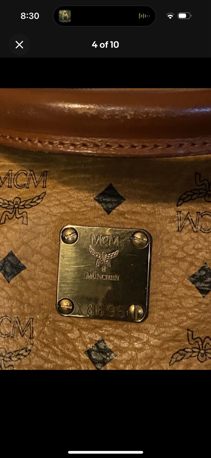 MCM Visetos Women’s Mini Boston Bag Brown Monogram Bottom Feet