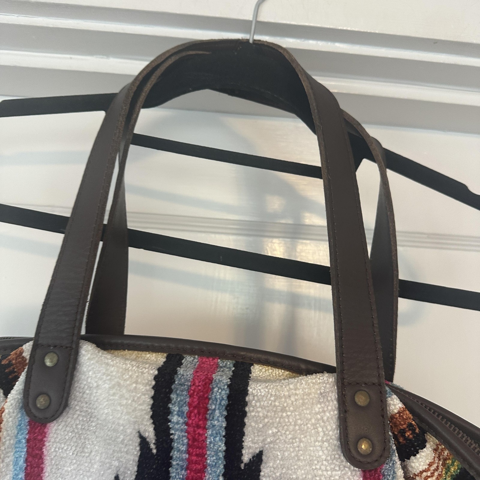 Montana Co Tote Bag Womens Large Southwestern Wool Leather Fringe Boho Purse