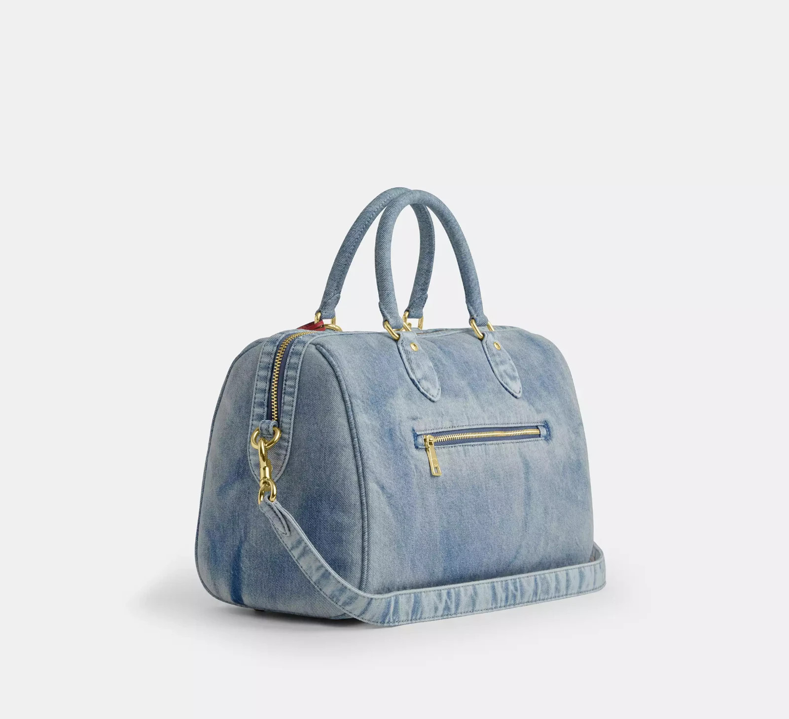 NWT Coach Rowan Large Satchel Bag In Loved Denim With Charms CDY75