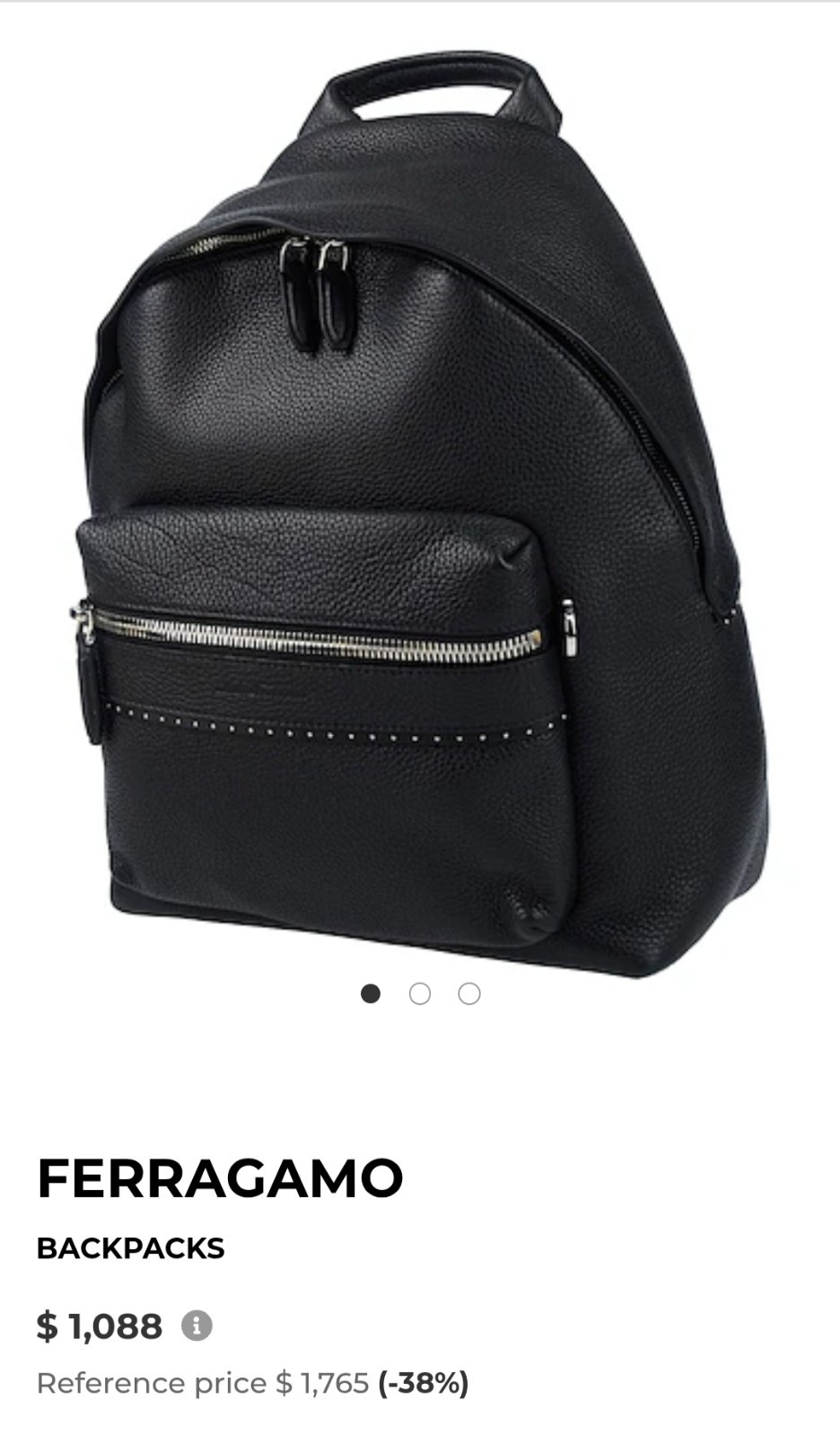 Ferragamo Unisex Backpack Black Leather Calfskin Zipper Closure Pristine Used