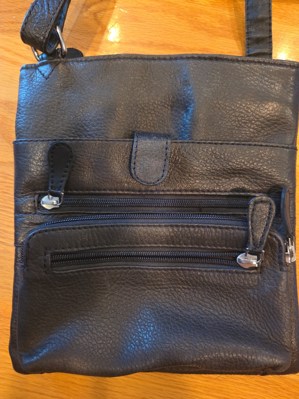 Vintage Kane-M Crossbody Clutch Bag Black Pebble Leather Slim Organizer Travel
