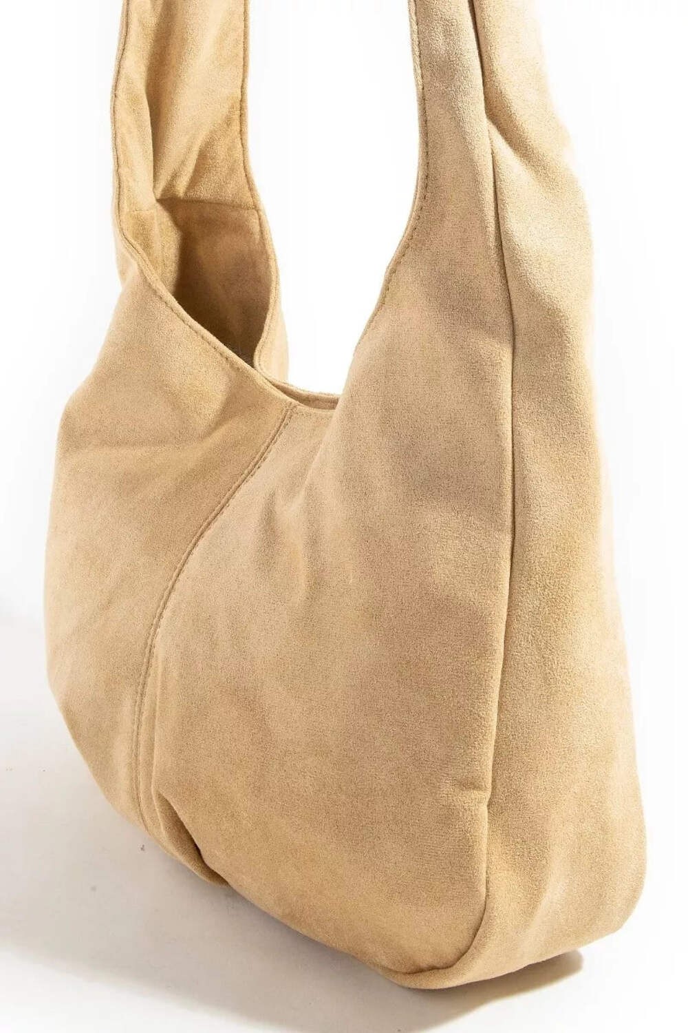 Fame Faux Suede Studded Trim Hobo Bag