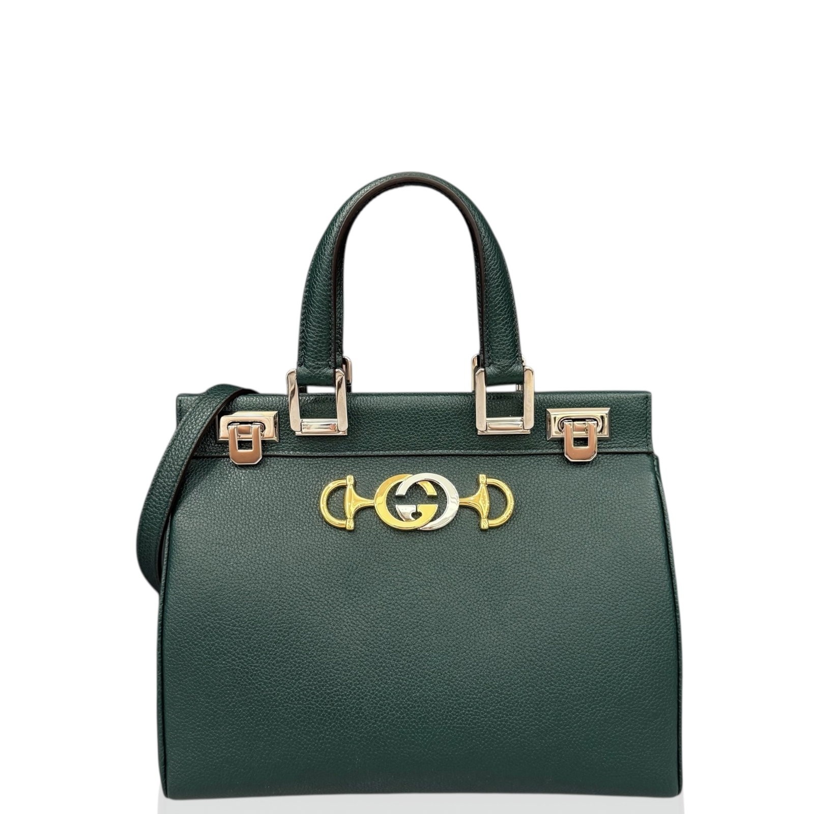 Gucci Horsebit Small Zumi Top Handle Bag Green Grained Calfskin (qy040126g3)