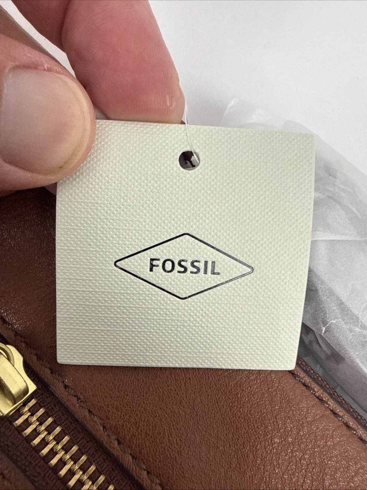 Fossil Purse Brown Pink Fiona Chevron Satchel Crossbody with Key 8″ X 10″