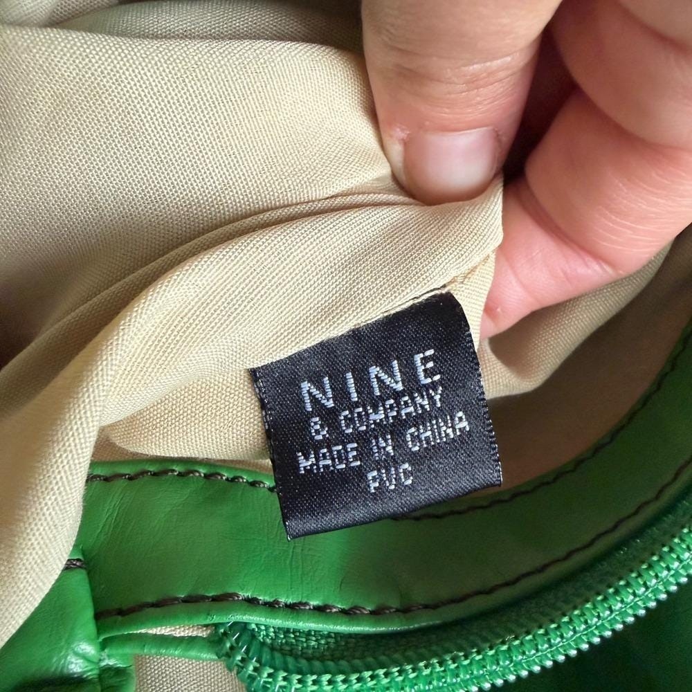 VIntage Nine & Co Nine West Green Pleated Hobo Shoulder Bag Silver Hardware