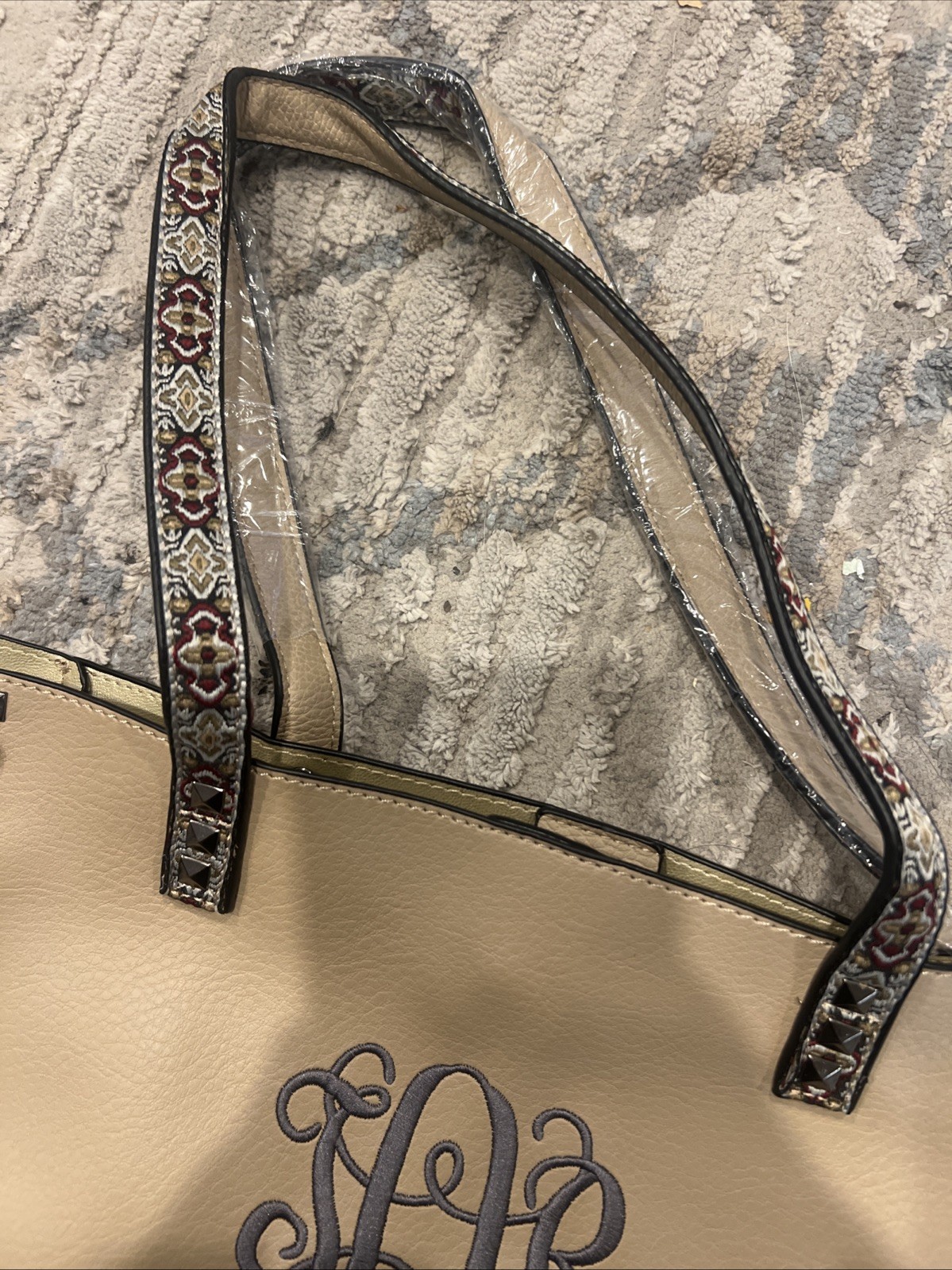 Thirty-One Around Town Tote – Deep Merlot Pebble NWT Monogrammed JOR
