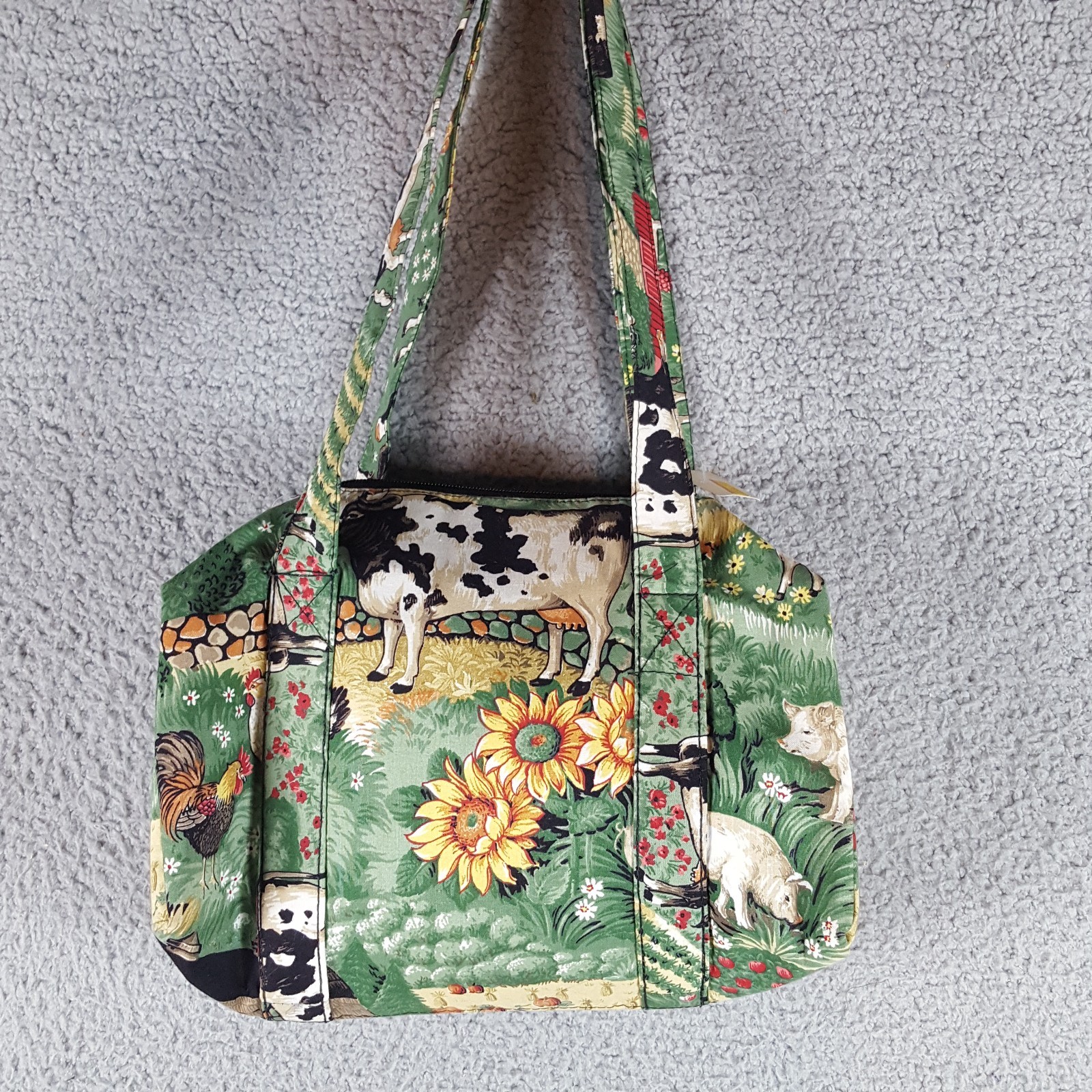 Vintage 80s Farm Animals Cow Barn Women’s Small Shoulder Bag Purse Flower Pack