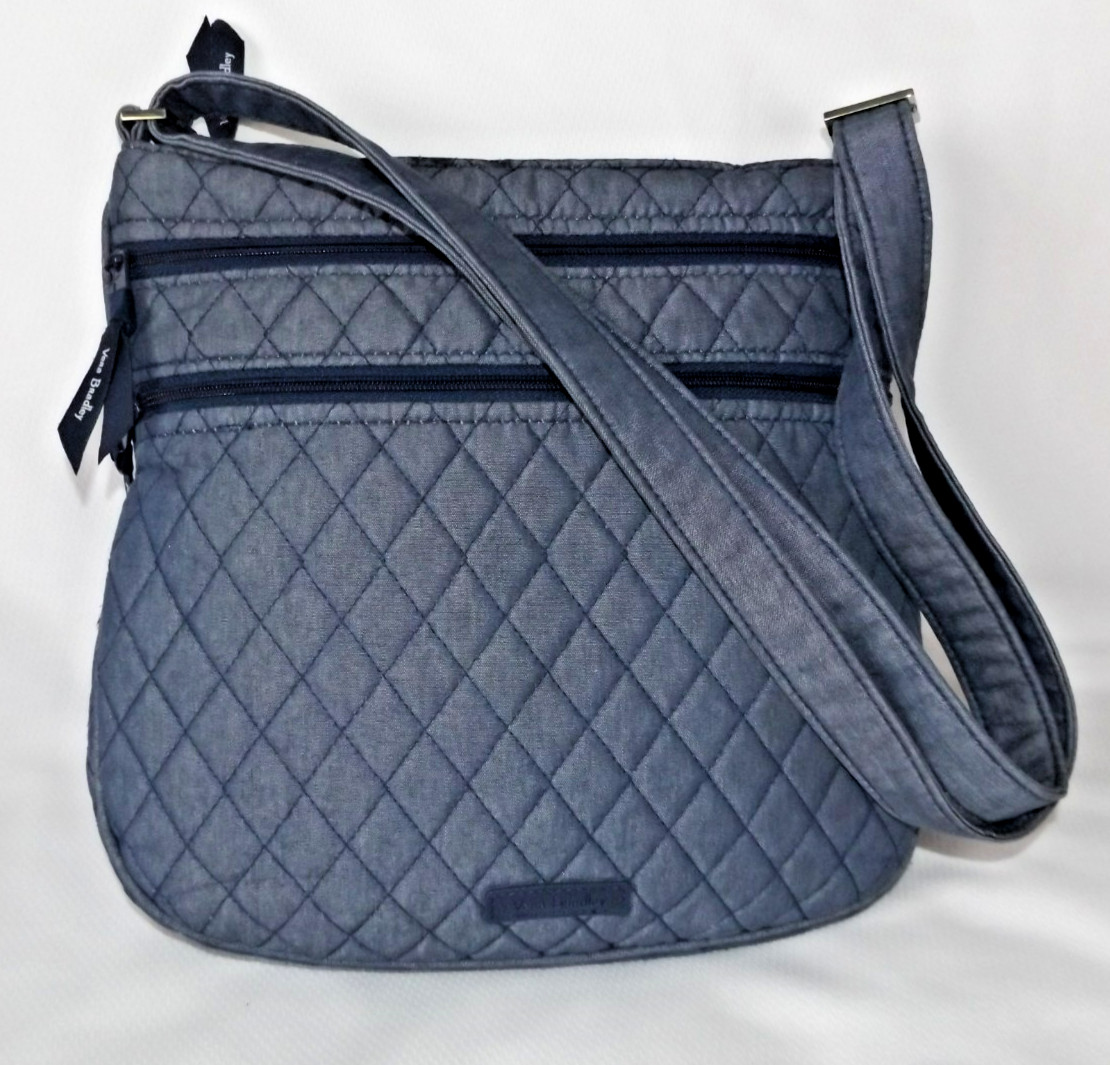 VERA BRADLEY Triple Zip Hipster Crossbody Midnight Navy Denim Blue – Very Nice