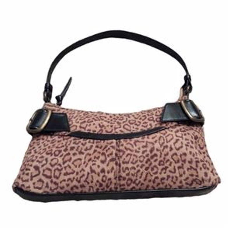 Faux Suede Mini Animal Print Shoulder Bag with Black Trim Accessory Retro Vegan