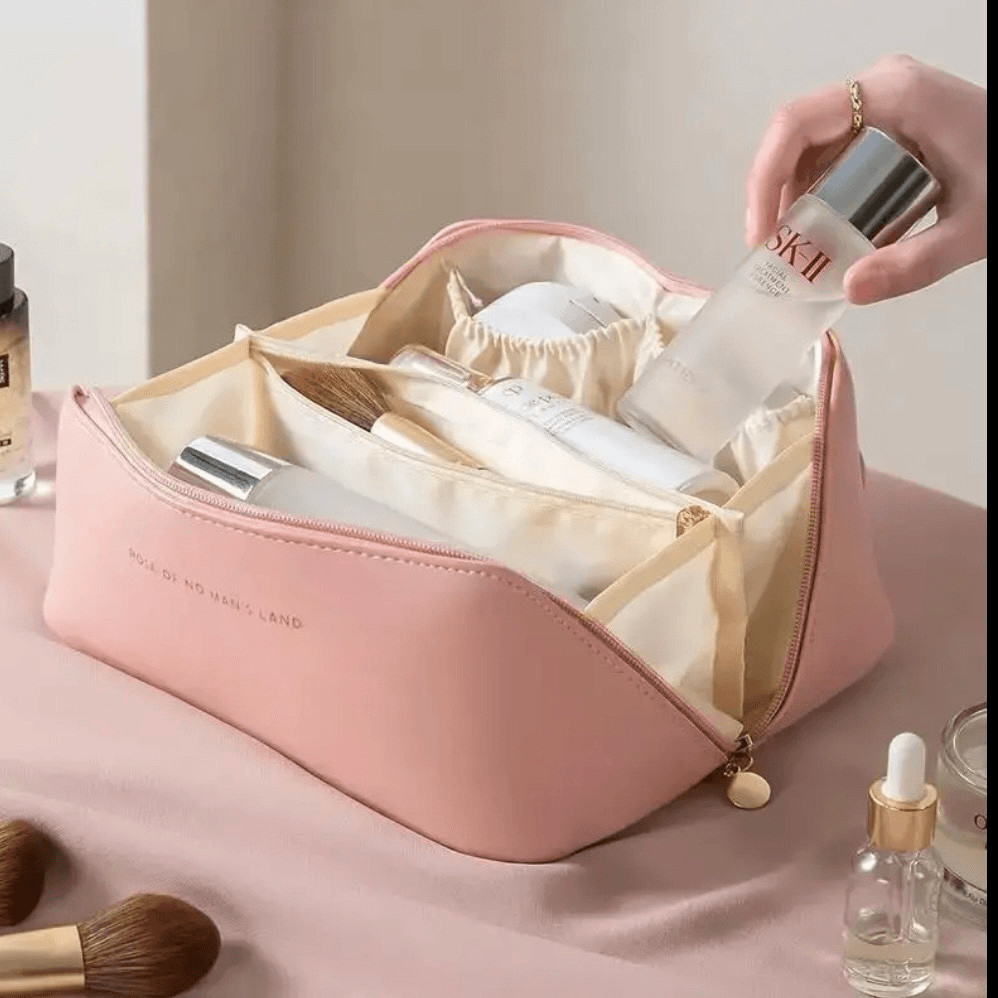 NWT Gorgeous Big Pink Multi Compartments Travel Organizer Makeup Cosmetics Bag