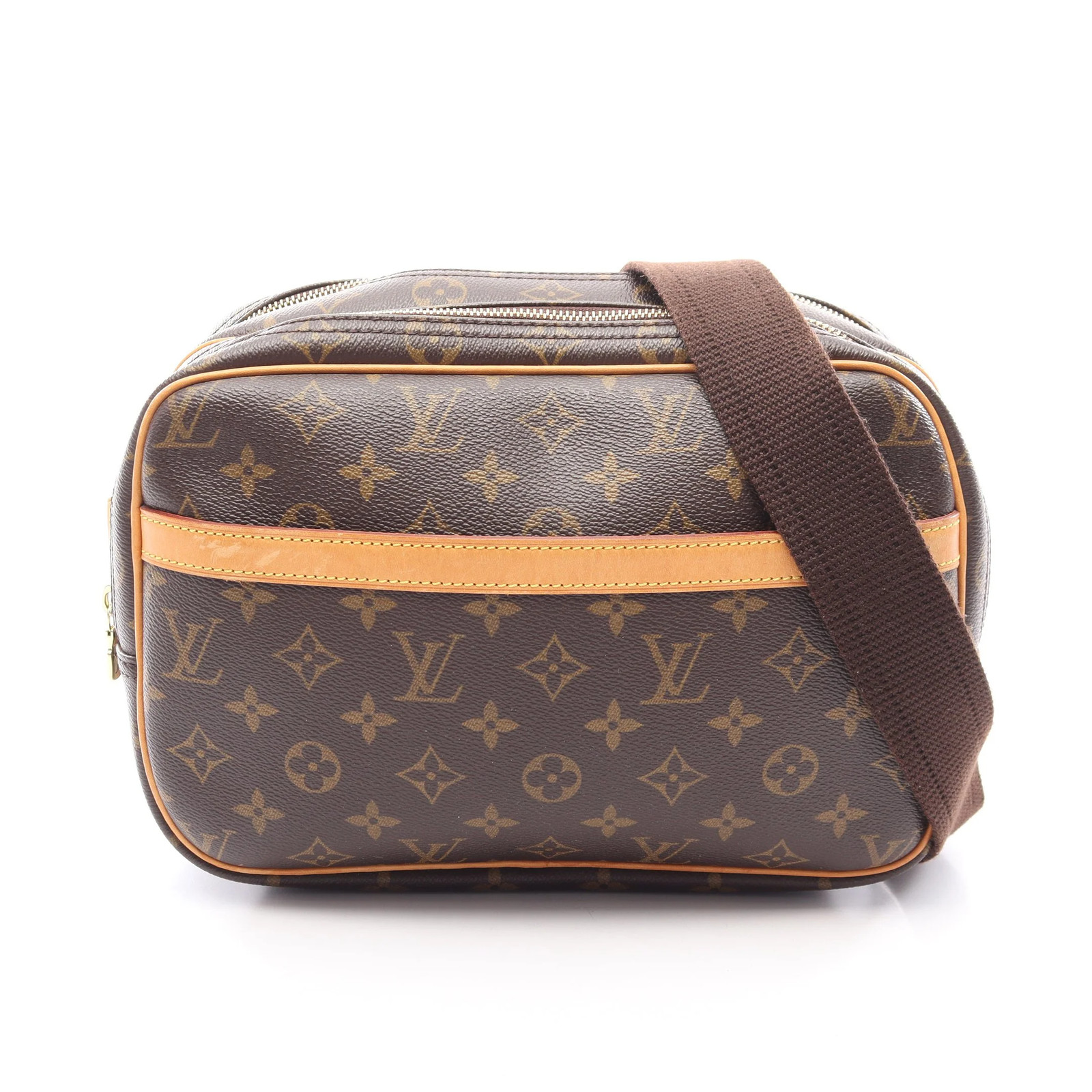 Louis Vuitton Reporter PM Shoulder Bag Brown PVC #RCB942